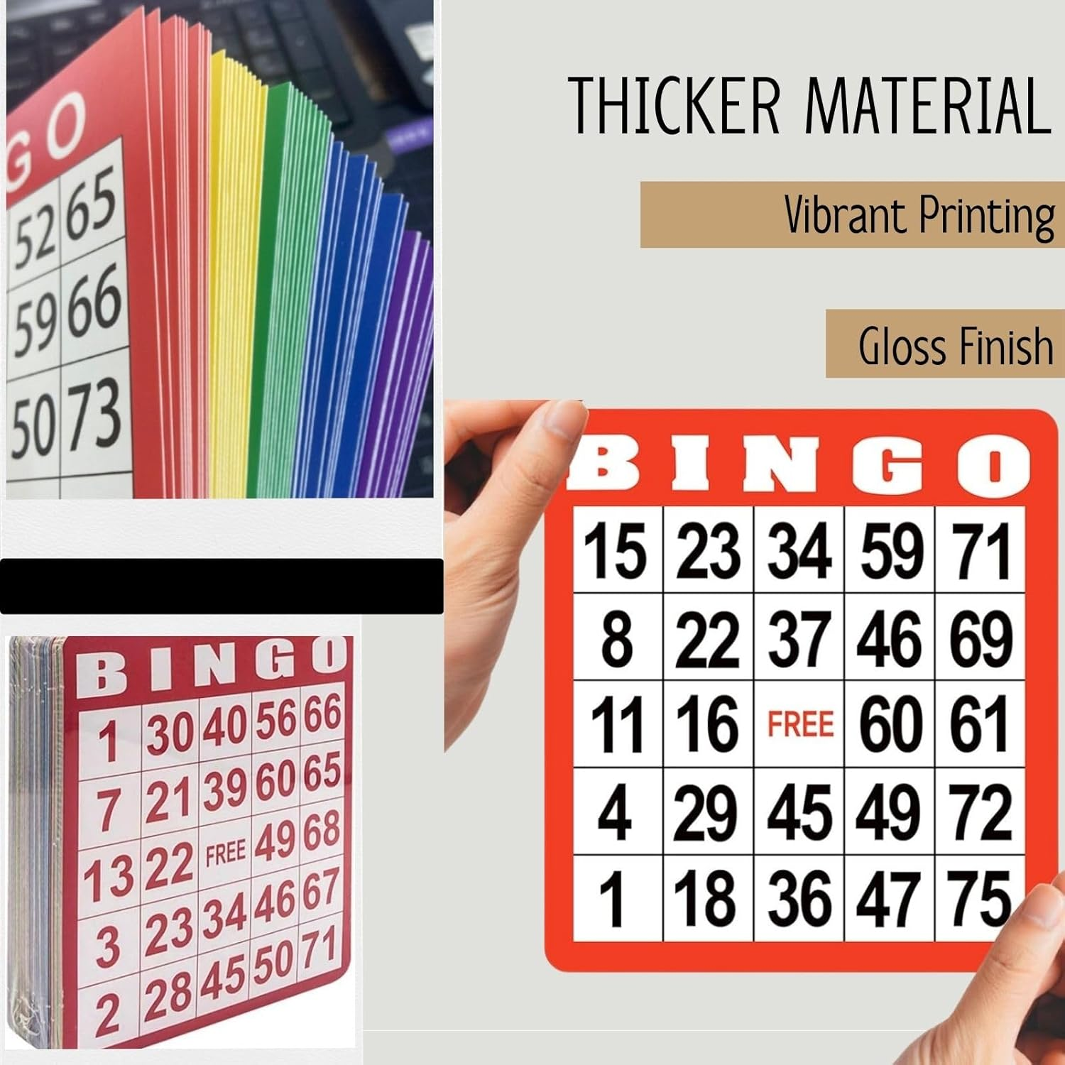 Bingo Cards-5 Colors -100Pcs Bingo Sheets Easy Read Numbers Disposable Reusable Bingo Paper Sheets,Perfect for Parties,Gatherings,Casino Nights & Events&ndash;Easy to Use for All Ages image number 5