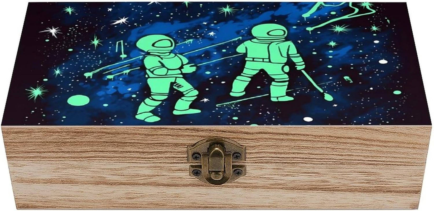 Glow in the Dark Wooden Box Wood Wedding Keepsake Boxes with Lids Small Decorative Boxes Lightweight Wooden Memory Storage Box for Crafts Keepsakes Jewelry Photo Letter Storage image number 5