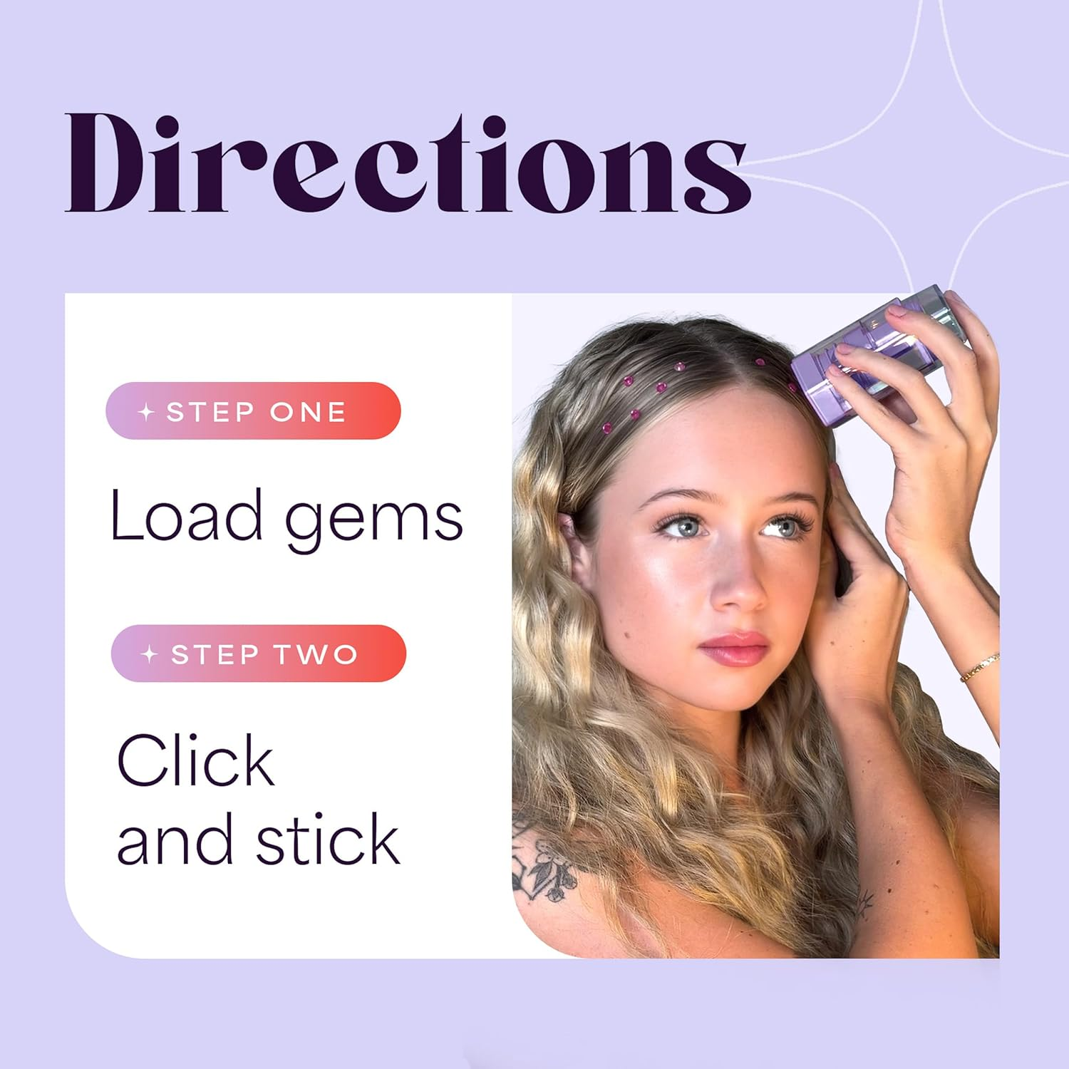 Hally Hair Gems Pen Applicator - Includes Hair Styling Tool with 240 Multicolored Adhesive Gem Stickers Hair Jewels - Stylish Hair Accessories for School, Halloween, Festivals, Wedding, Parties & More image number 2