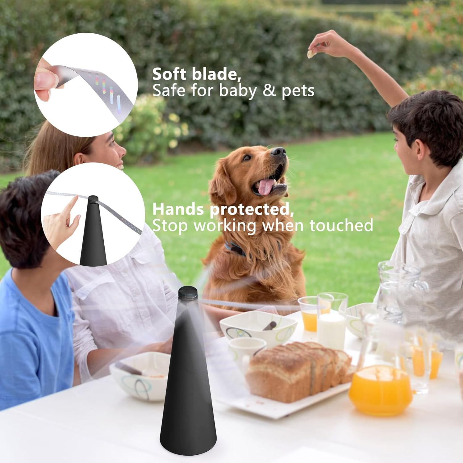 Fly Repellent Fan, Geeric Fly Fans for Tables Suspensible Hook Portable Ceiling Fan for Repels Bugs Mosquito Plant Gnat Traps In/Outdoor Home Camping BBQ Picnic Odorless Safety Keep Fly Away from Food image number 5