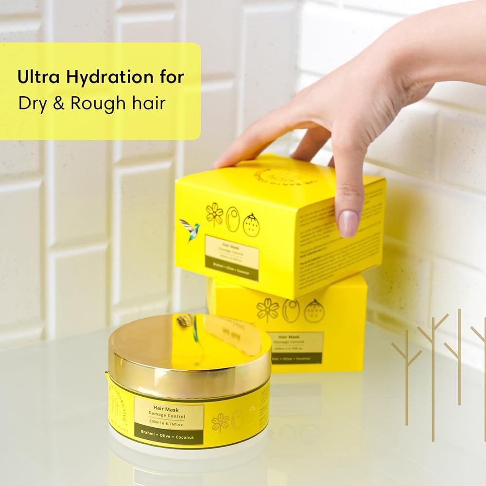 THE EARTH COLLECTIVE Hair Mask for Smoothening Hair | Contains Brahmi, Olive Coconut, Nourishes Damaged Hair, Replenishes, Damage Control | Pak of 200 Ml