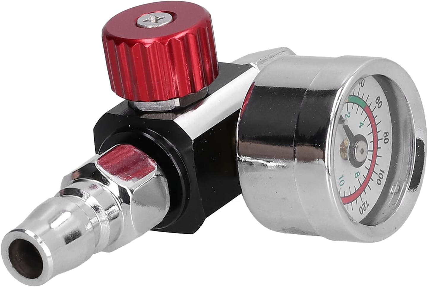 Cryfokt Paint Gun Air Adjusting Regulator, G1/4 Thread, Stainless Steel, Globe Valve, Paint Guns & Accessories, Air Regulator, Silver, Red image number 2