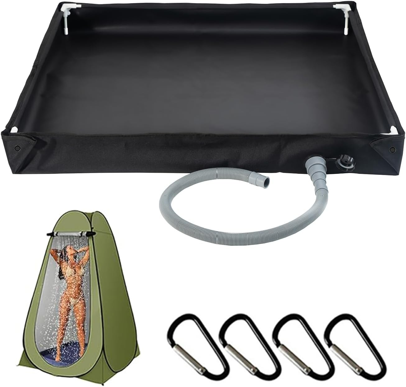 Portable Shower Pan,Foldable Shower Base & Basin Floor with Detachable Drain Pipe, Ideal for RV, Outdoor,Outdoor Camping Shower,Beach,Pet Bath image number 6