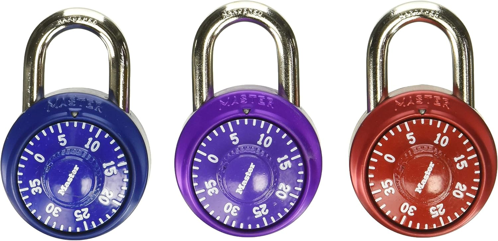 Master Lock 1530T Combination Padlock, Bright Metallic, Each Pack Contains 2 Locks, Colors May Vary, Pack of 4 - 2 Count (Pack Of 1) image number 1