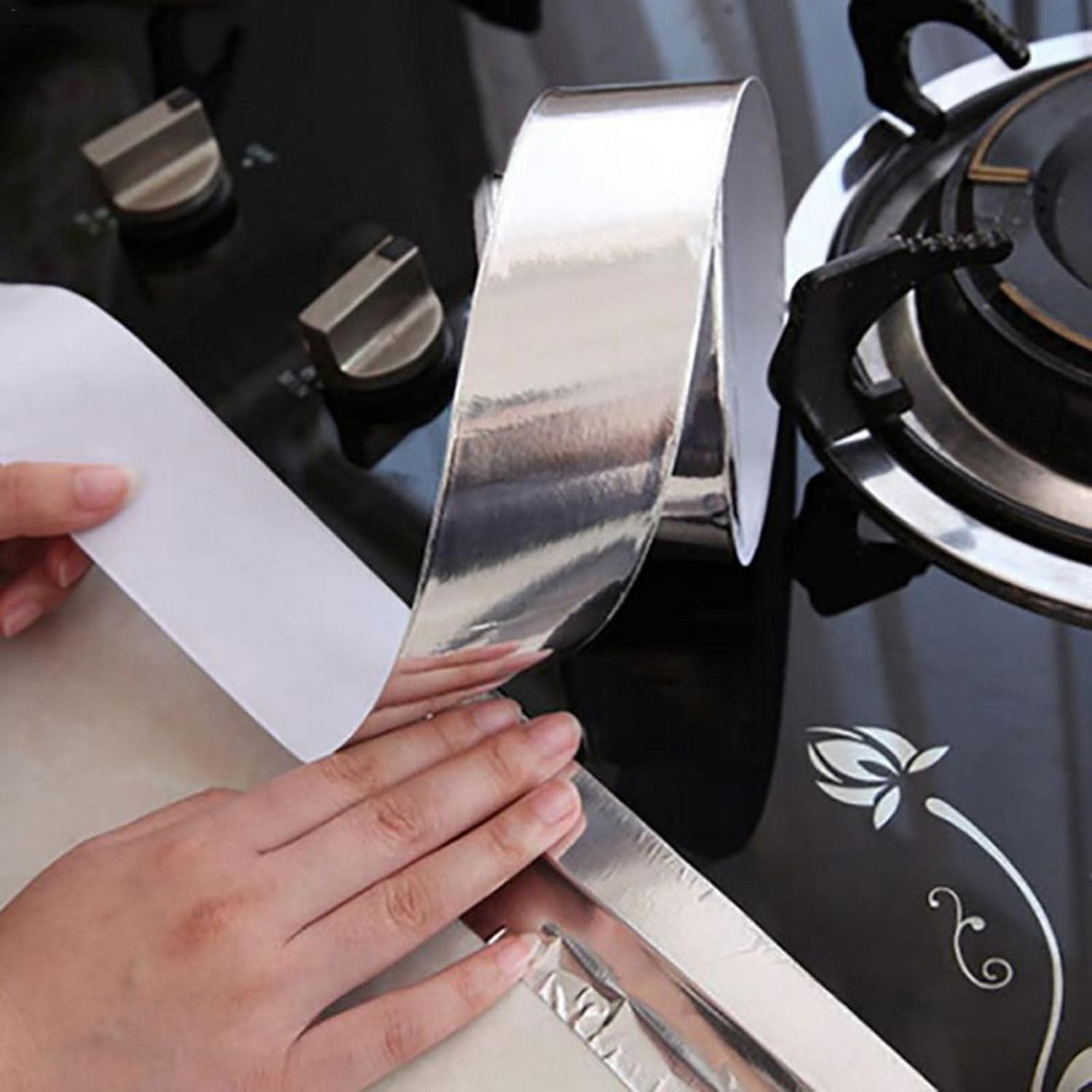 Aluminium Foil Adhesive Tape Adhesive Sealing Tape Heat Pipe Repair High Temperature Resistant Metal Roll Silver 5CM 17M Refined Pisole image number 1