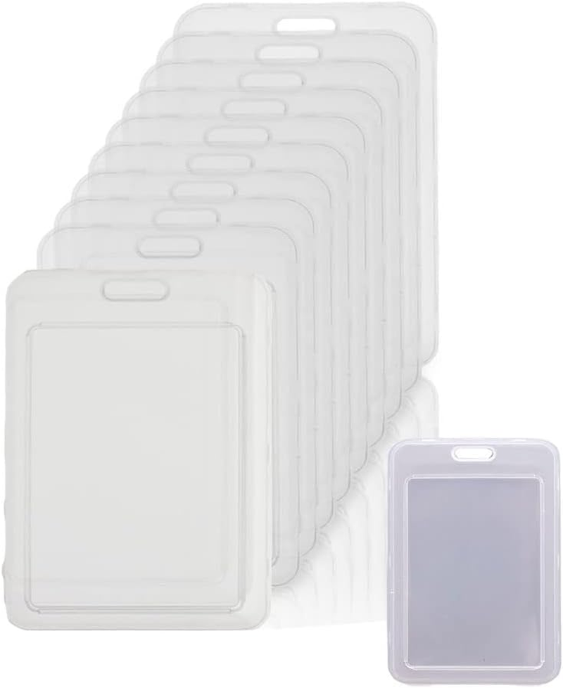 10Pcs Transparent Badge Holder Double Sided Hard Rigid Bus Card Holder Case,Clear Vertical Name Tag Badge Id Card Case,Plastic Vertical Name Badge ID Card Holders,Clear ID Badge Holder Badge Holder image number 6