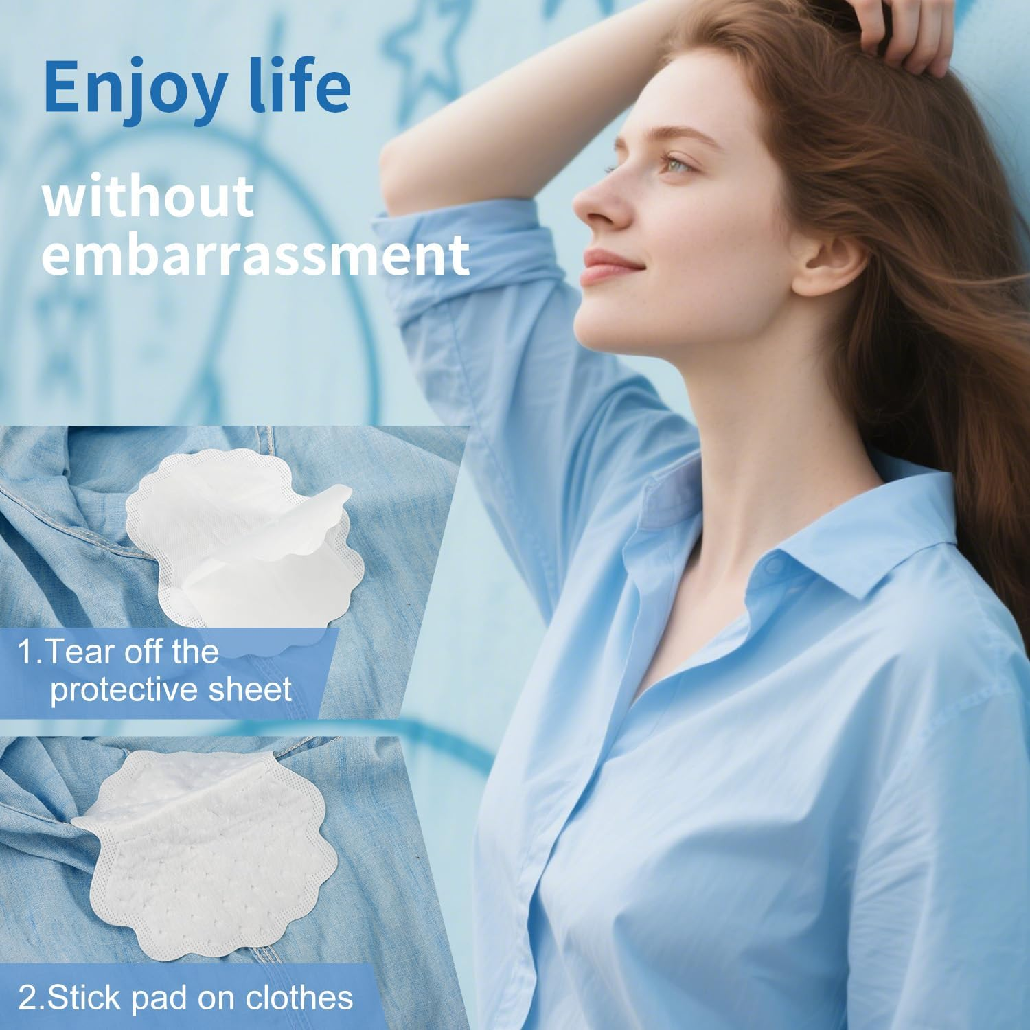 100 Pcs Armpit Sweat Pads, Underarm Sweat Pads for Men and Ladies Hyperhidrosis, Sweat Free Armpit Protection for Outdoor Work Meeting