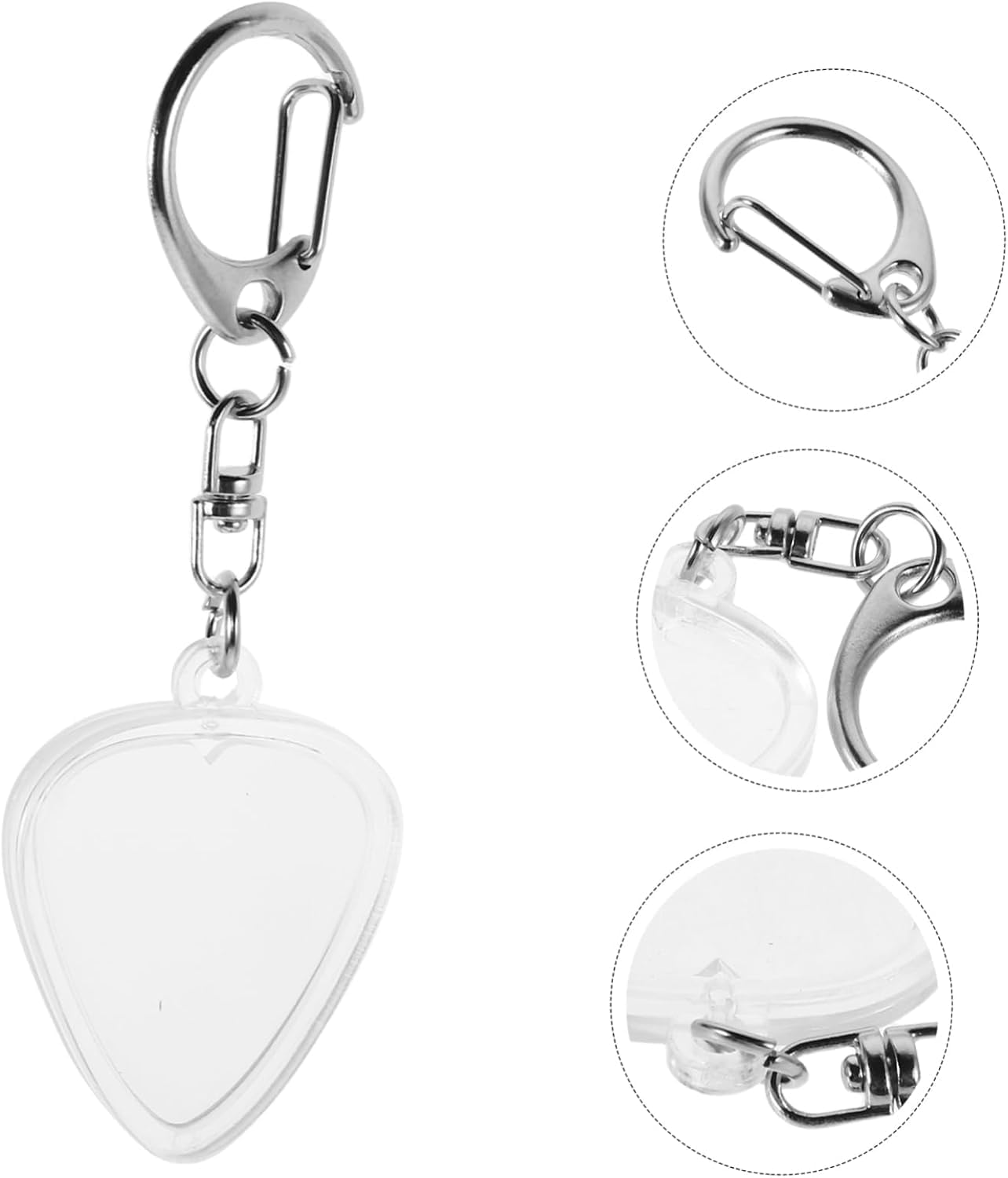 Ksngtixe 1PCS Heart Shaped Guitar Pick Holder Keychain, Clear Transparent Storage Case for Guitar Picks, Easy Identification Accessory for Musicians & Music Lovers image number 2