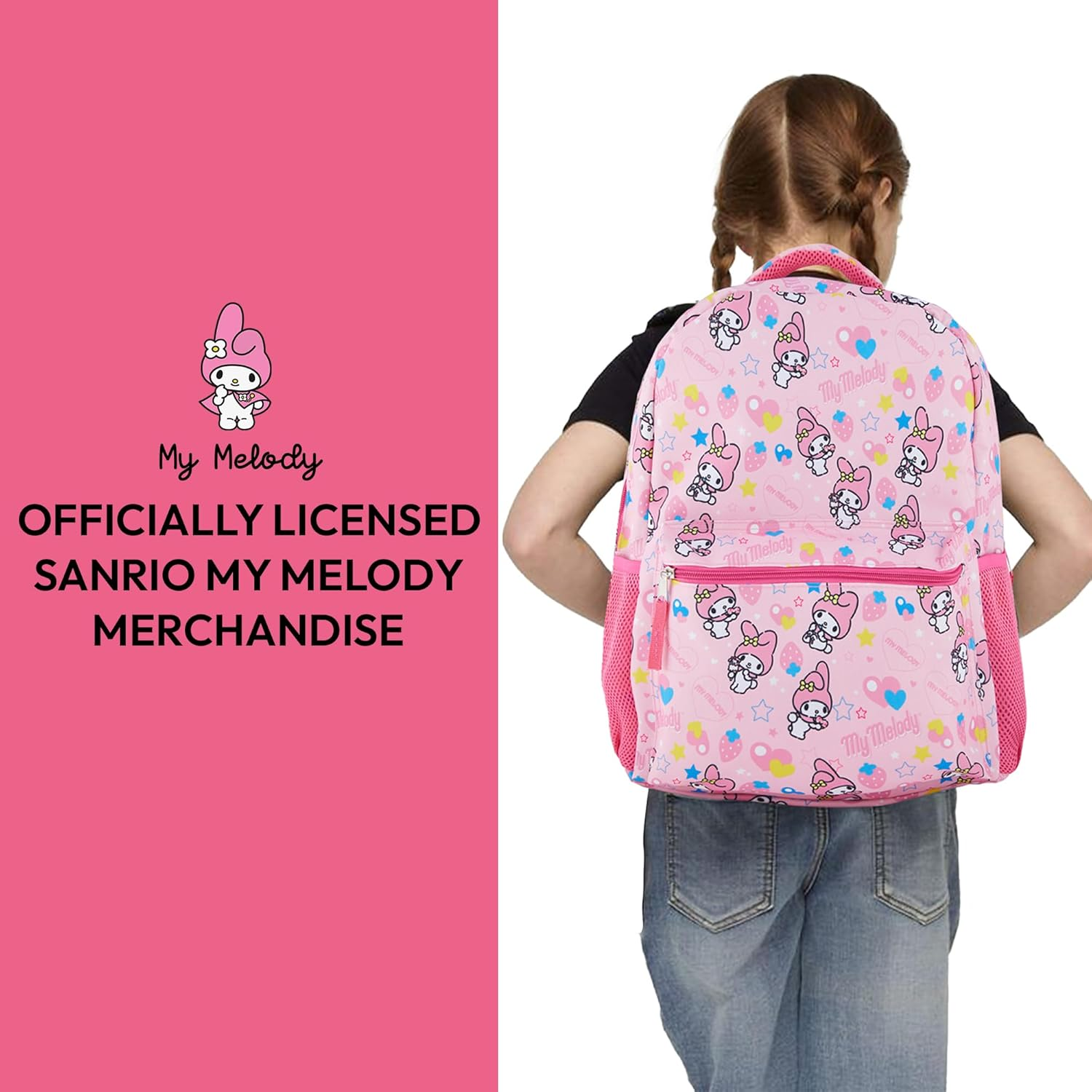 Hello Kitty Allover School Backpack - Hello Kitty, My Melody, Kuromi, Keroppi - Hello Kitty School Bookbag - Pink image number 4