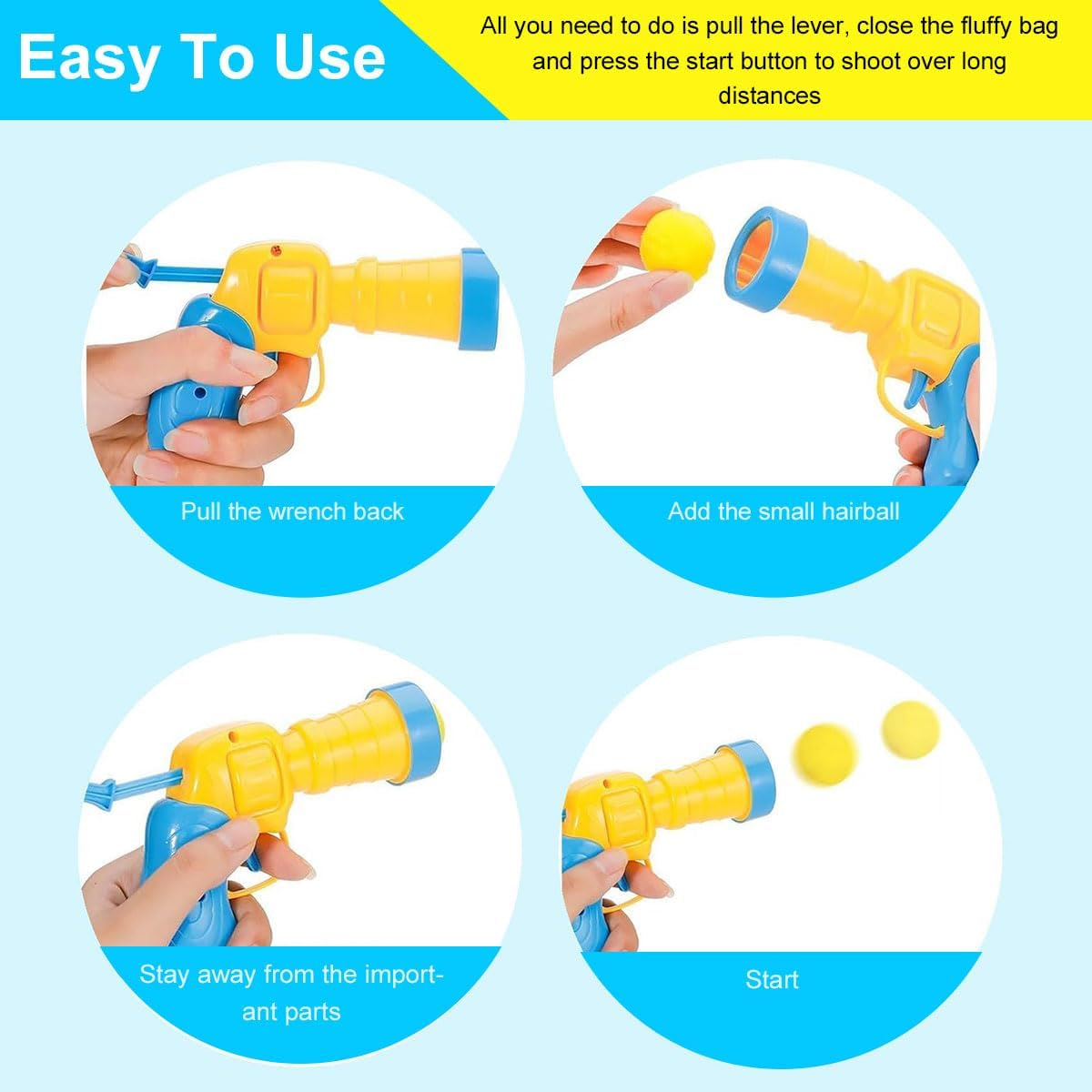 Cat Toy 50 Balls, Cat Ball Launcher, Cat Balls, Kitten Pompom Toy Balls, Plush Kitten Pet Toy Balls, Interactive Toy for Indoor Pet Cats Dogs image number 1