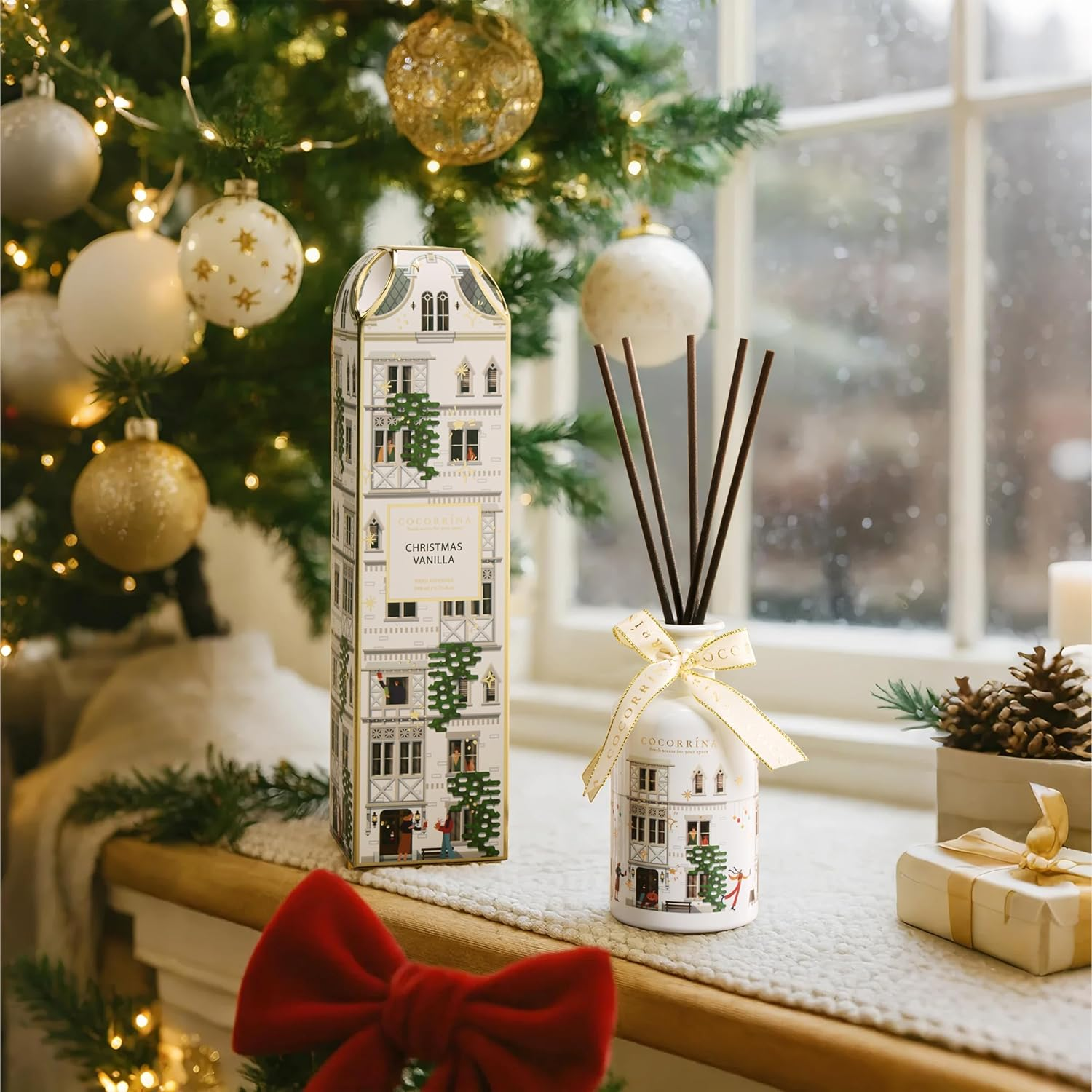 COCORR&Iacute;NA Reed Diffuser - Christmas Vanilla 6.7 Fl Oz Chirstmas Reed Diffuser with 8 Sticks Home Fragrance Bathroom Shelf Decor, Festival Gifts image number 5
