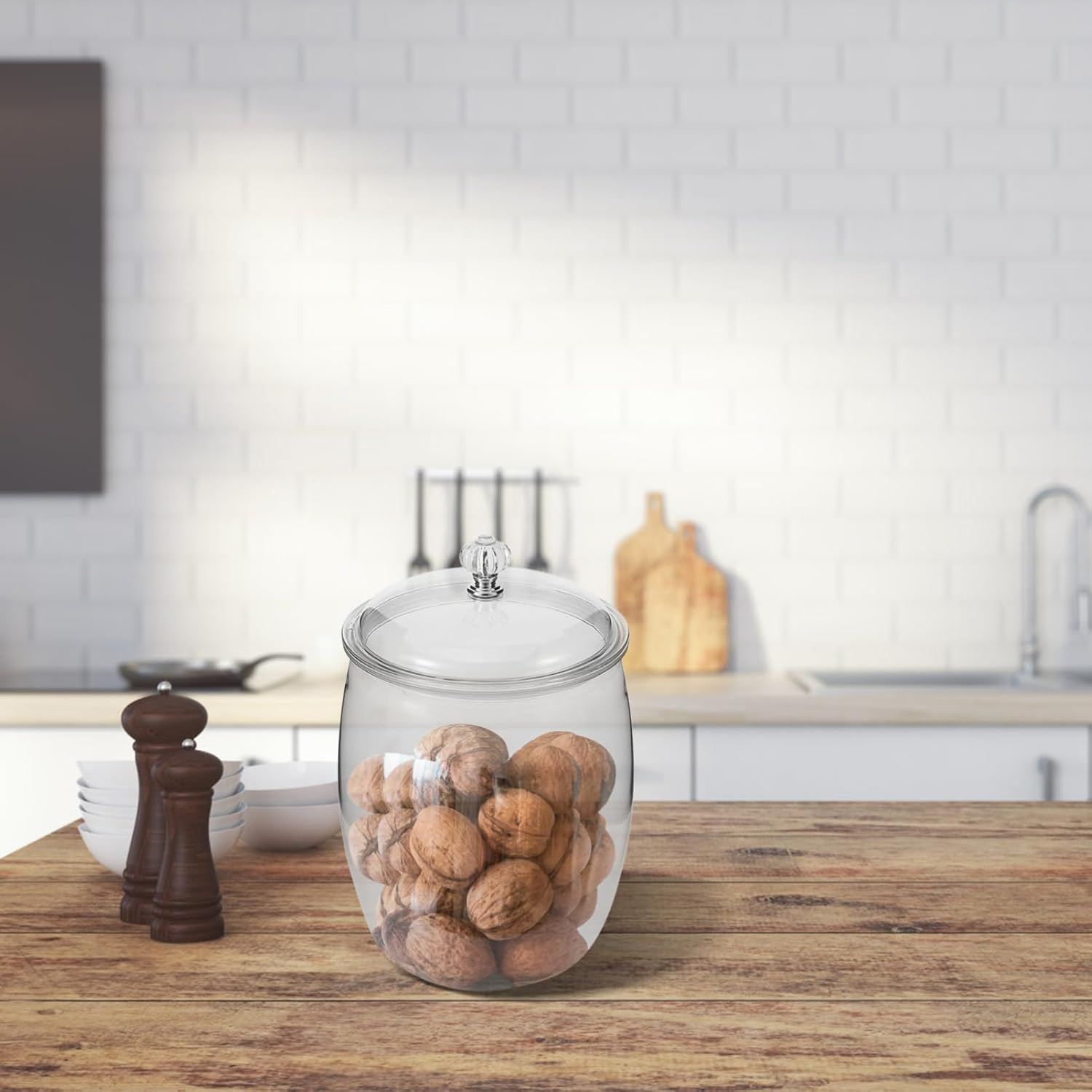 Kichvoe Plastic Candy Jar 3.8L Cookie Jars Airtight Dry Food Container Cotton Ball Holder Wide Snack Jar for Dog Treats Laundry Paper Stars image number 5