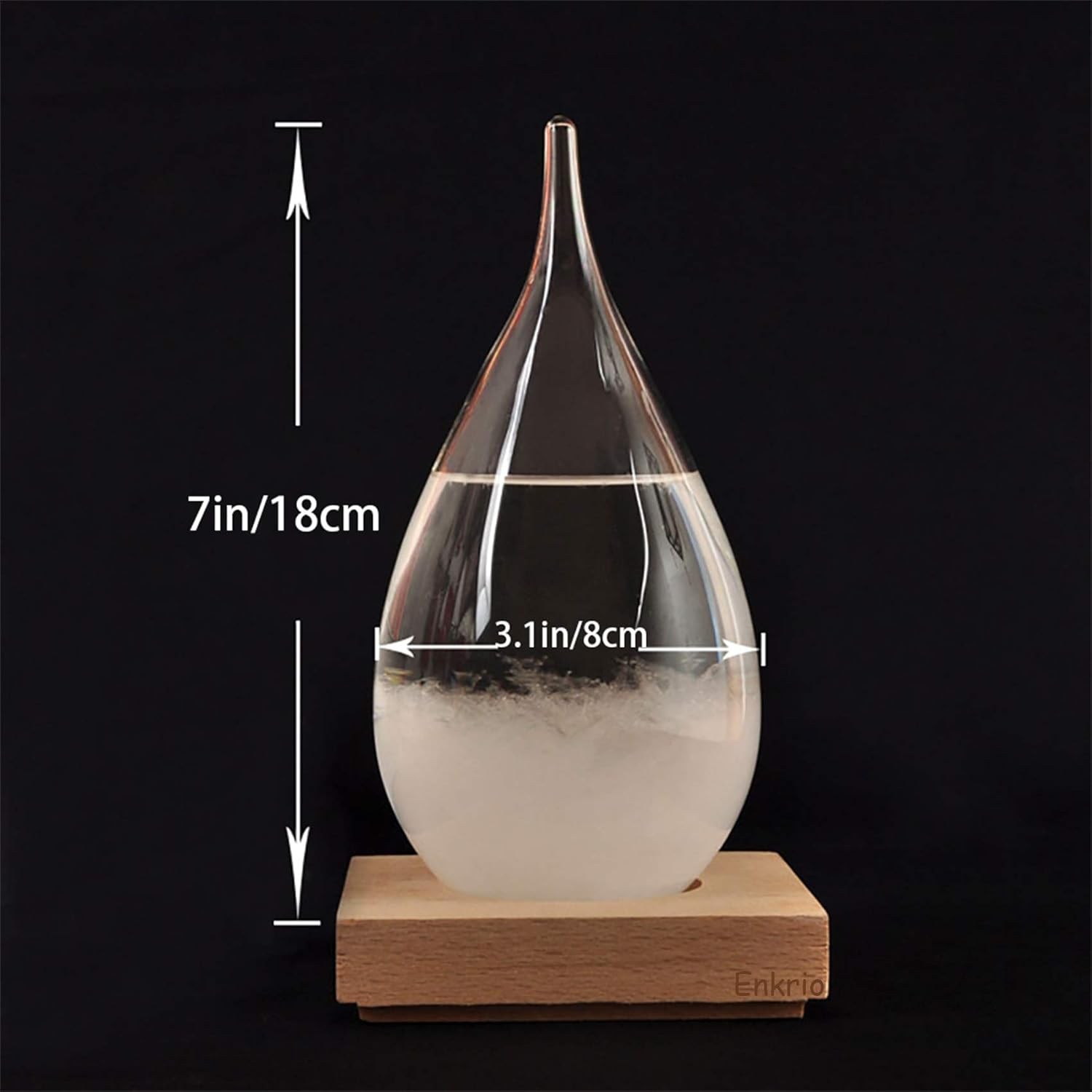 Enkrio Storm Glass Weather Predictor, Barometer Bottle with Wood Base for Home & Office Decoration - Weather Station (Medium) image number 1