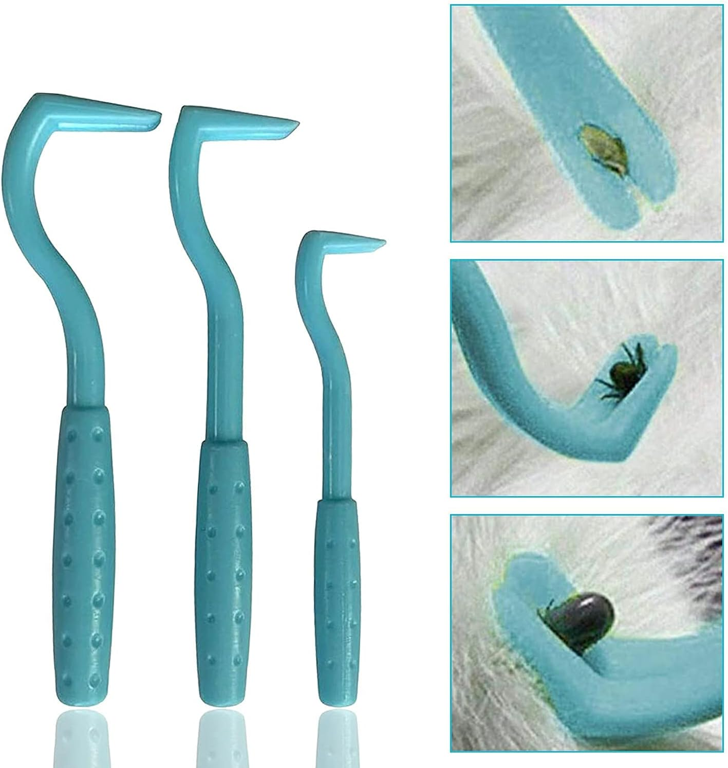 Cats and Humans Plastic Tick Puller Tick Grabber, 3Pcs Tick Remover Tick Remover Tick Puller Removal Tick Grabber,Tick Removal Tick Picker Flea Removal Tool,Tick Hook Louses Pliers Remover,Blue image number 1