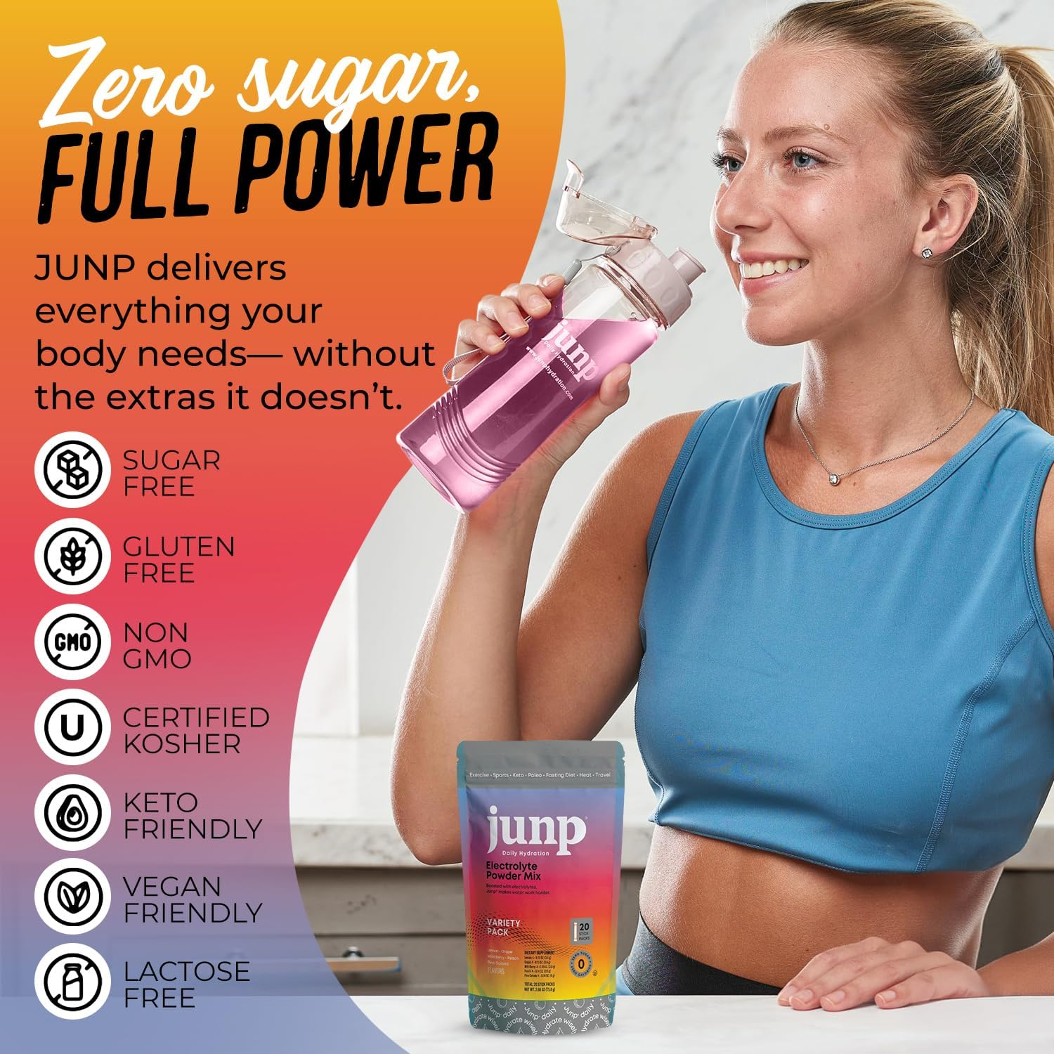 JUNP Electrolytes Hydration Powder | Zero Sugar, Keto & Vegan | 20 Pack (20 Pack, Variety Pack) image number 5