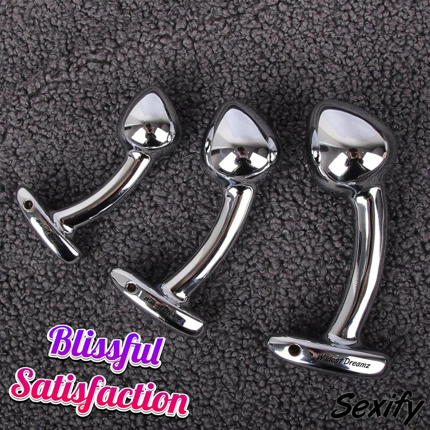 Metal Anal Plug Trainer Anal Butt Plugs Beginners Starter Set for Women and Men Anal Dildo Beads Plugs Trainer Stainless Steel 3 Pack Set Adult Sex Toy image number 2