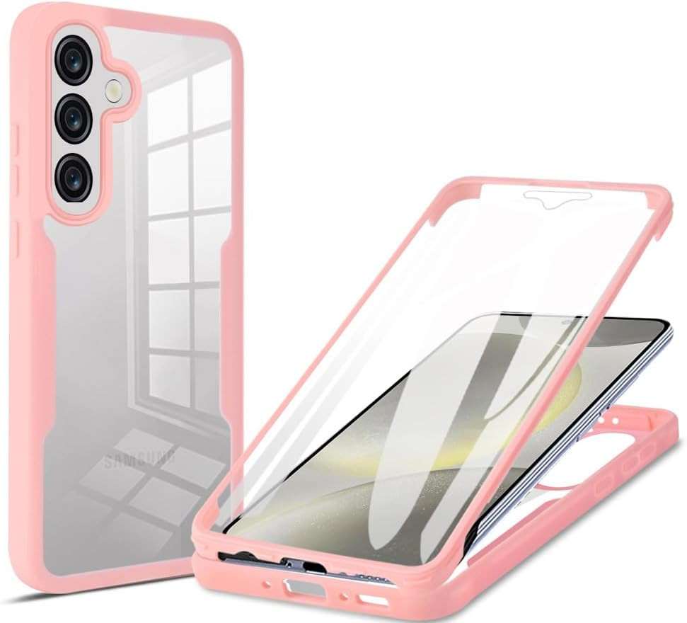 YUXING Mobile Phone Case for Samsung Galaxy A56 5G/A36 5G, 360&deg; Protective Case, Built-In Screen Protector, Shockproof and Scratch-Resistant, Transparent Back, Easy to Apply, Pink image number 5