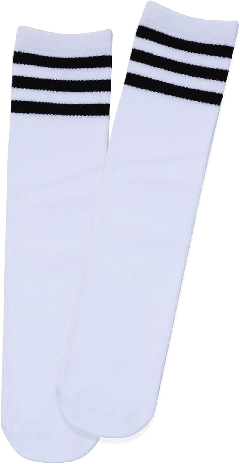 3 Pairs Toddler Cotton Striped Soccer Stockings Knee High Socks for Kid School Outdoor image number 3