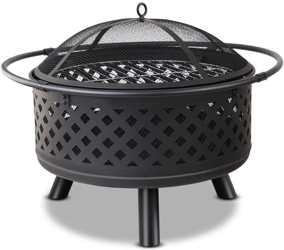 Grillz 30 Inch Portable Outdoor Fire Pit and BBQ - Black image number 1