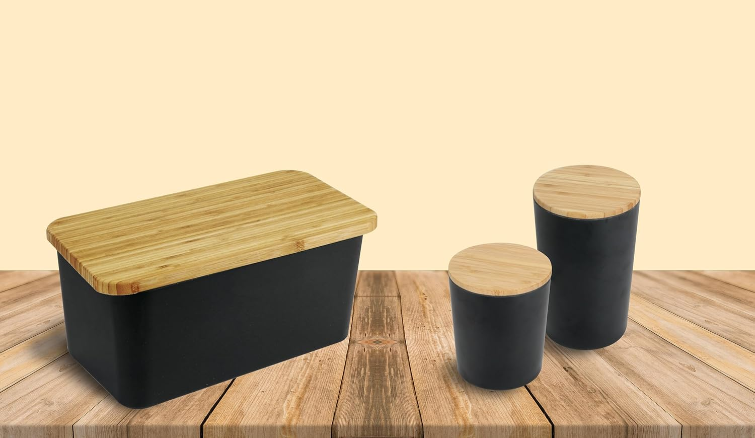 Jocca Bamboo Fibre Container 12 X 12 X 18.7 Cm, Ecological and Biodegradable, Fiber Canister (Square), Multi-Colour