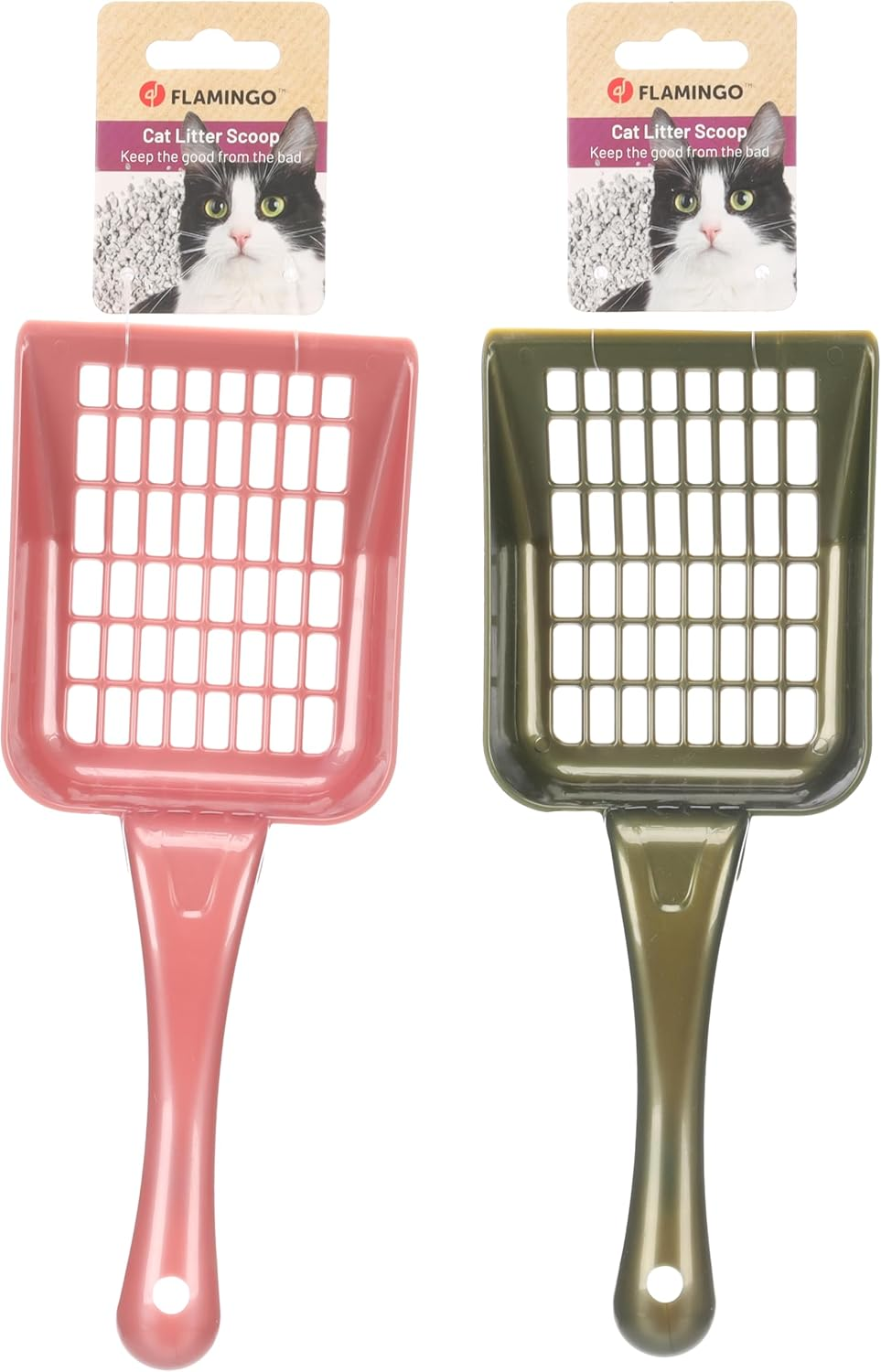 Flamingo Scoopy Cat Litter Scoop Pink/Green Assorted &ndash; 26.5 X 10.5 X 4.2 Cm &ndash; Handle with Hanging System &ndash; No Colour Choice Possible