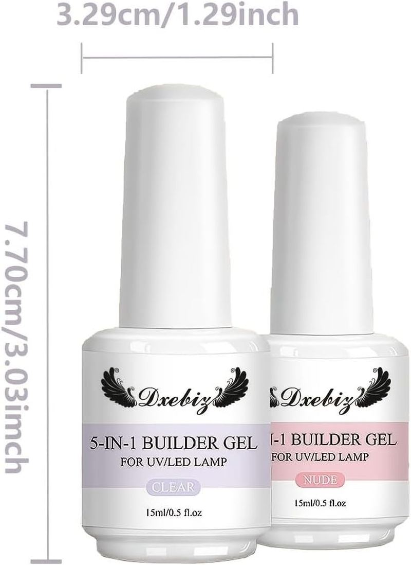 Hotolove 5-In-1 Builder Nail Gel Set - 2 Colors 15ML Builder Nail Gel Set for Nail Extension, Nail Repair, Reinforcement, Sticking Diamonds & Nail Art Design image number 1