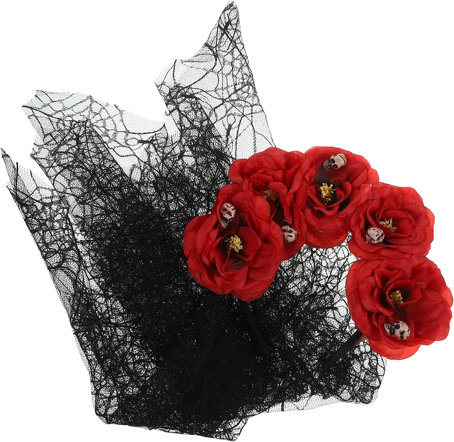 FRCOLOR 5Pcs Halloween Veil Headband Floral Crown Gothic Women Accessories for Masquerade Day Dead Festival Occasion - Blackx2Pcs image number 3
