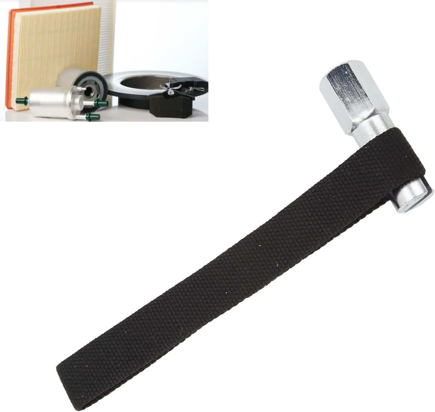 Professional Grade Adjustable Nylon Oil Filter Strap Wrench 1/2 Drive - Strap Wrench Heavy Duty, Chrome-Plated Steel Construction, up to 120Mm Filters for Finally Engine Maintenance Black image number 2