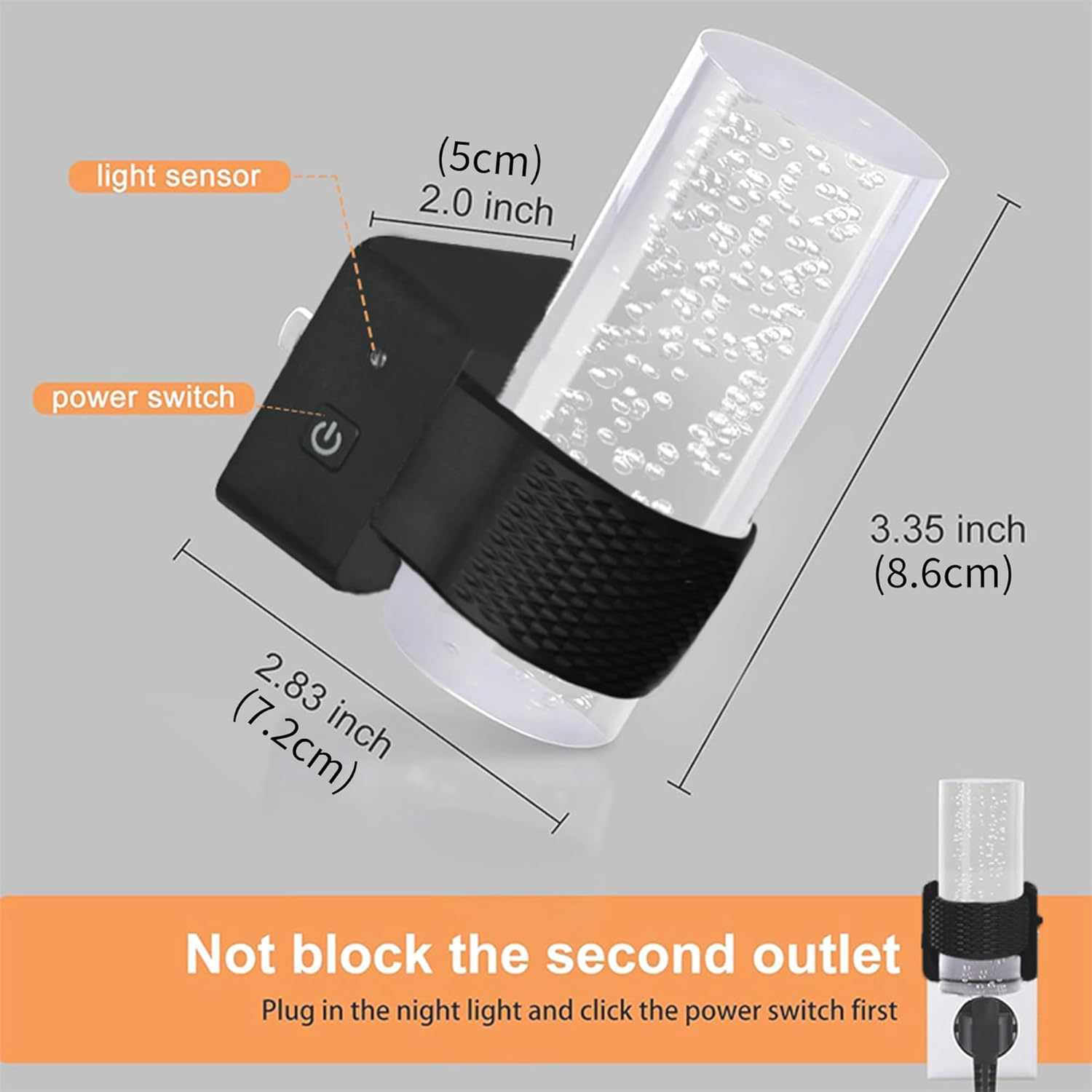 2 Pack Dimmable Night Lights with Auto Dusk-To-Dawn Sensor, 3000K Soft Warm LED Plug-In, 0-100LM Adjustable Brightness, Eye-Friendly for Bedroom, Hallway, Kitchen, and Stairs, AU Plug image number 3