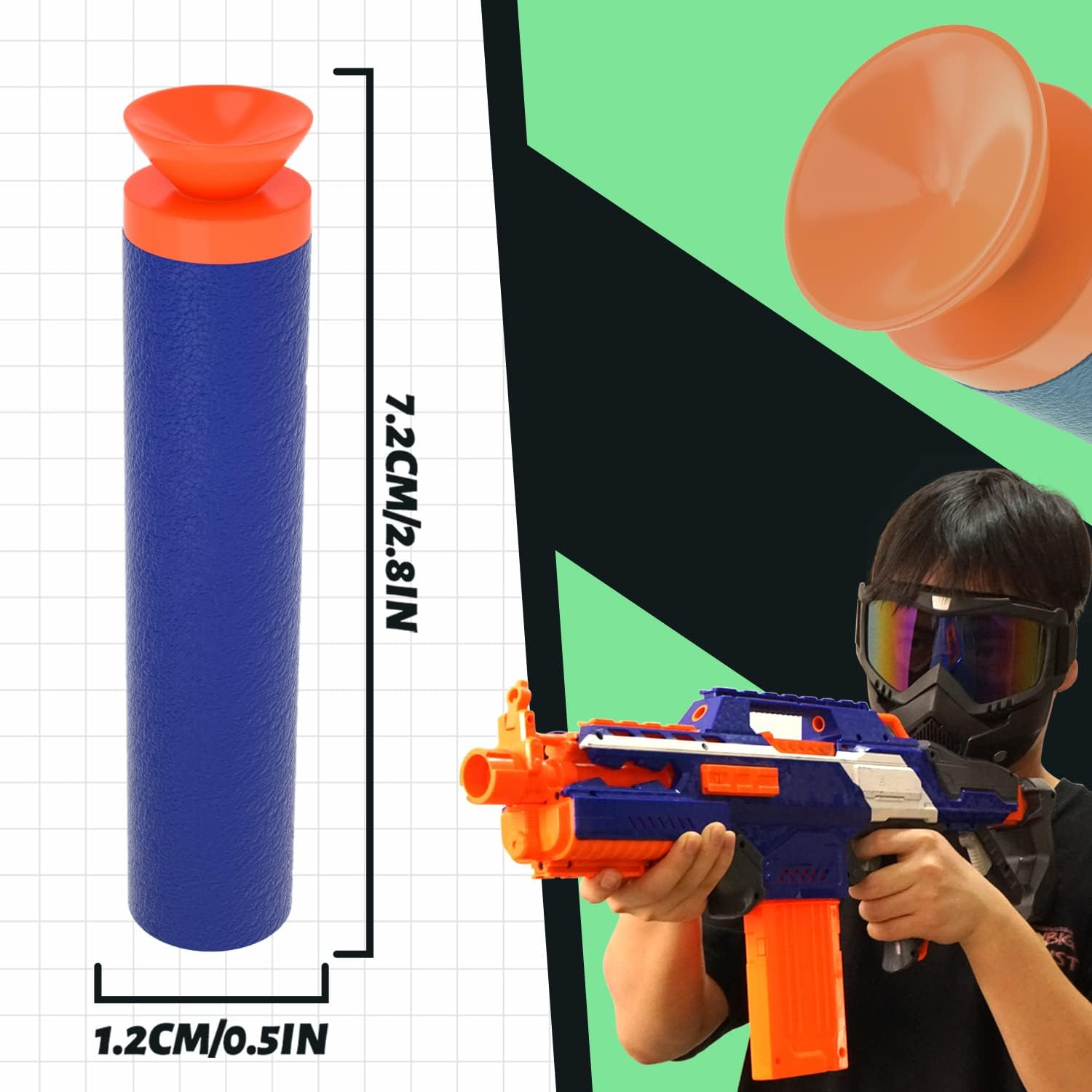 TORMEN Refill Suction Darts,Compatible for Nerf Elite Series Blasters Toy Guns-100Pcs image number 4