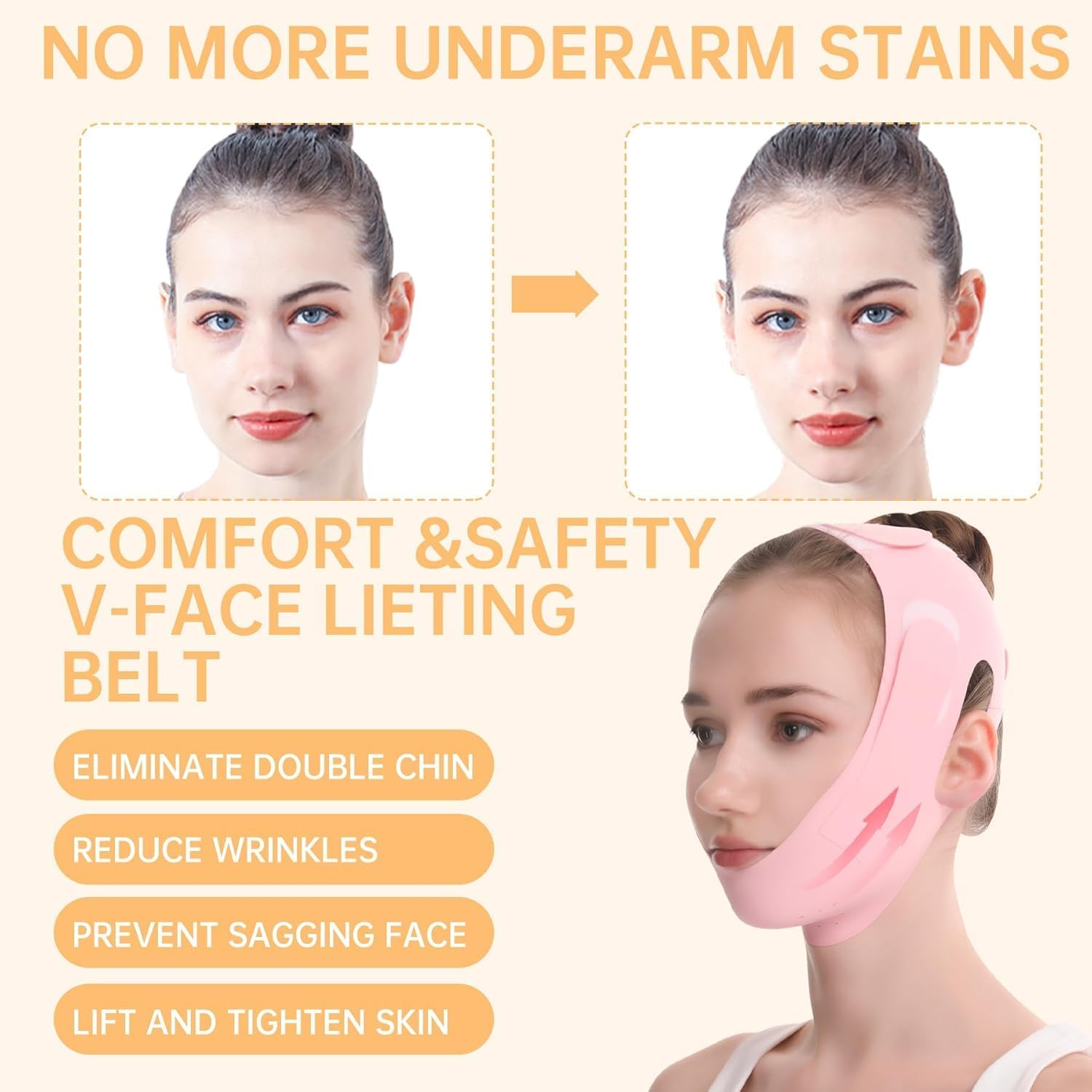 V-Line Lifting Collagen Face Mask,V Line Lifting Mask, V Shaped Face Mask, V Shaped Contouring Face Mask, Face Lifting Strap, Face Toning Belts, Jaw Exerciser, Washable and Reusable image number 4