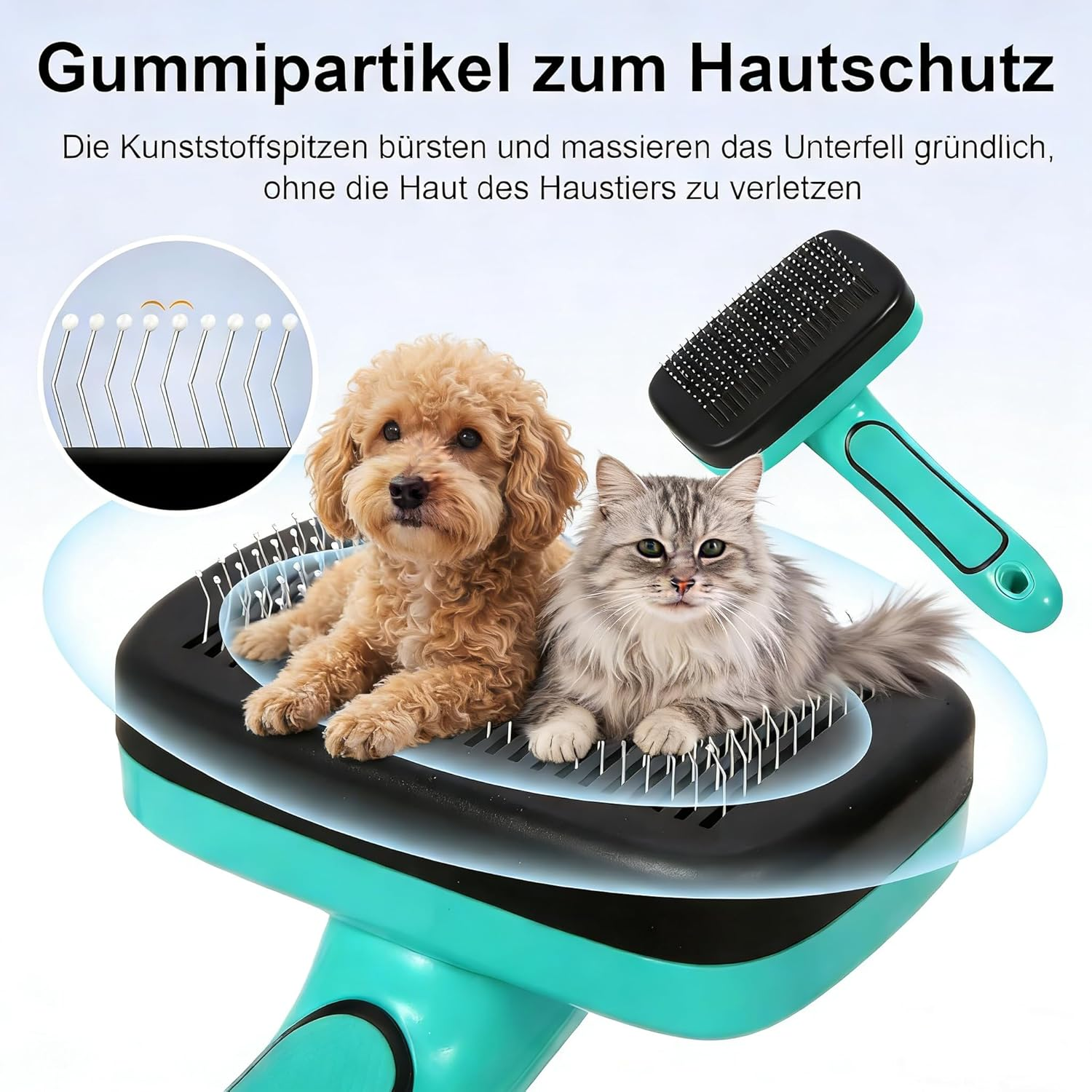 WOPQAEM Dog Brush Kit for Grooming Short & Long Haired Dogs & Cats, 5 in 1 Pet Grooming Set for Small Animals, 5 PCS Puppy Self-Cleaning Slicker Brush and Pet Comb for Shedding Medium & Large Dogs - Black image number 4