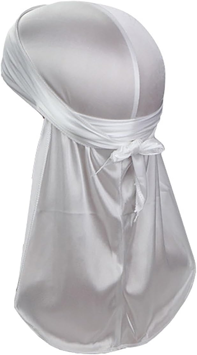 TOPTIE Silky Durag Headwraps, Extra Long Tail Wide Straps for 360 Waves Do-Rag - Black image number 4