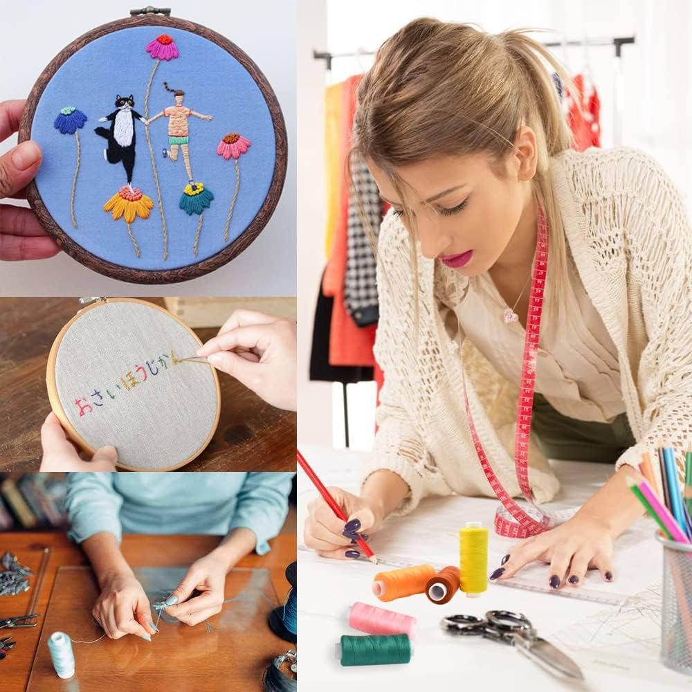 Sewing Threads Kits, All Purpose 60 Color Spools Polyester Thread Quilting Thread Assortment for Hand Machine Sewing Embroidery (60 Color) - 100 Color image number 3