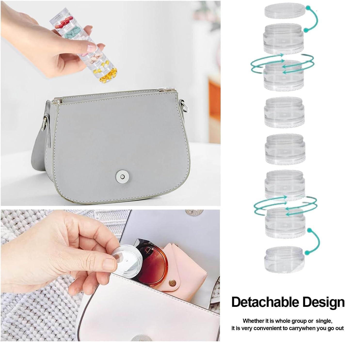 4 Set 7 Layer Stackable Travel Containers,0.35Oz Leakproof Plastic Containers with Lids for Creams, Lotion,Lip Balm, Skincare and Small Bead Jewelry image number 2