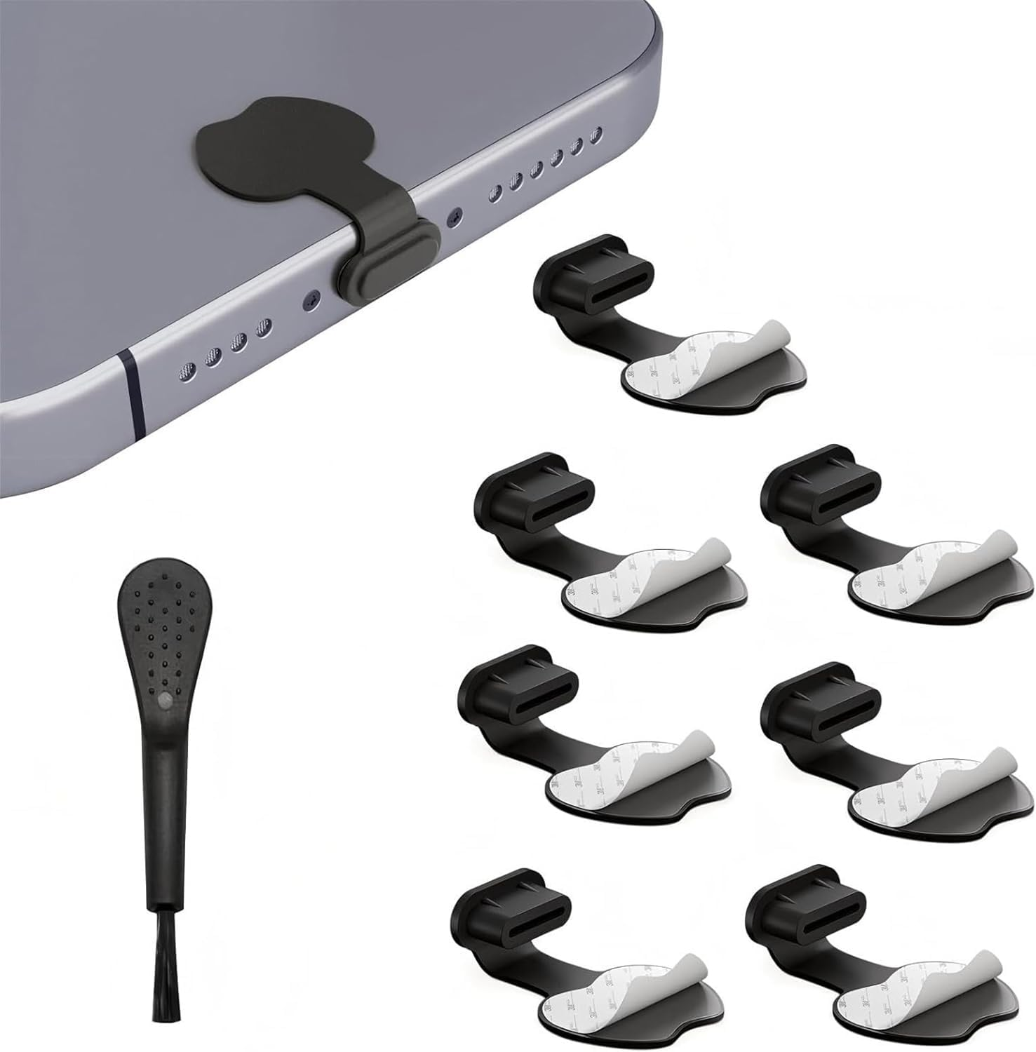 USB C Dust Plug 7 Pack USB Type C anti Dust Cover USB C Dust Caps Port Anti-Lost Charging Port Protectors for Tablets Iphone 17/16/15 plus Pro Max Samsung (Typec Dust Cap/Black) image number 2