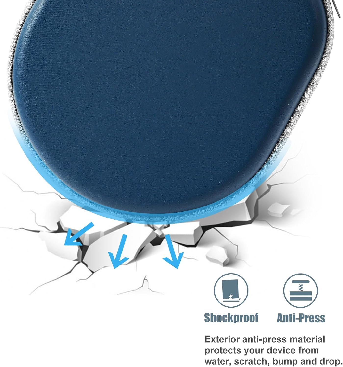 Procase Hard Case for Sony WH-CH720N/ WH-CH710N/ WH-CH520/ WH-CH510/ WH-1000XM5/ WH-1000XM4/ WHXB910N/ Bose 700 Noise Cancelling Wireless Headphones, Travel Carrying Bag with 2 Dust Covers -Navy image number 4