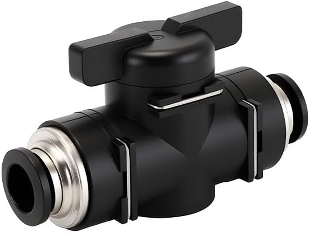 12Mm Pneumatic Ball Valve Black, Push into Connecting Pipe Fittings Ball Valve Fittings Straight Air Flow Control Valve for Air Hydraulics image number 1