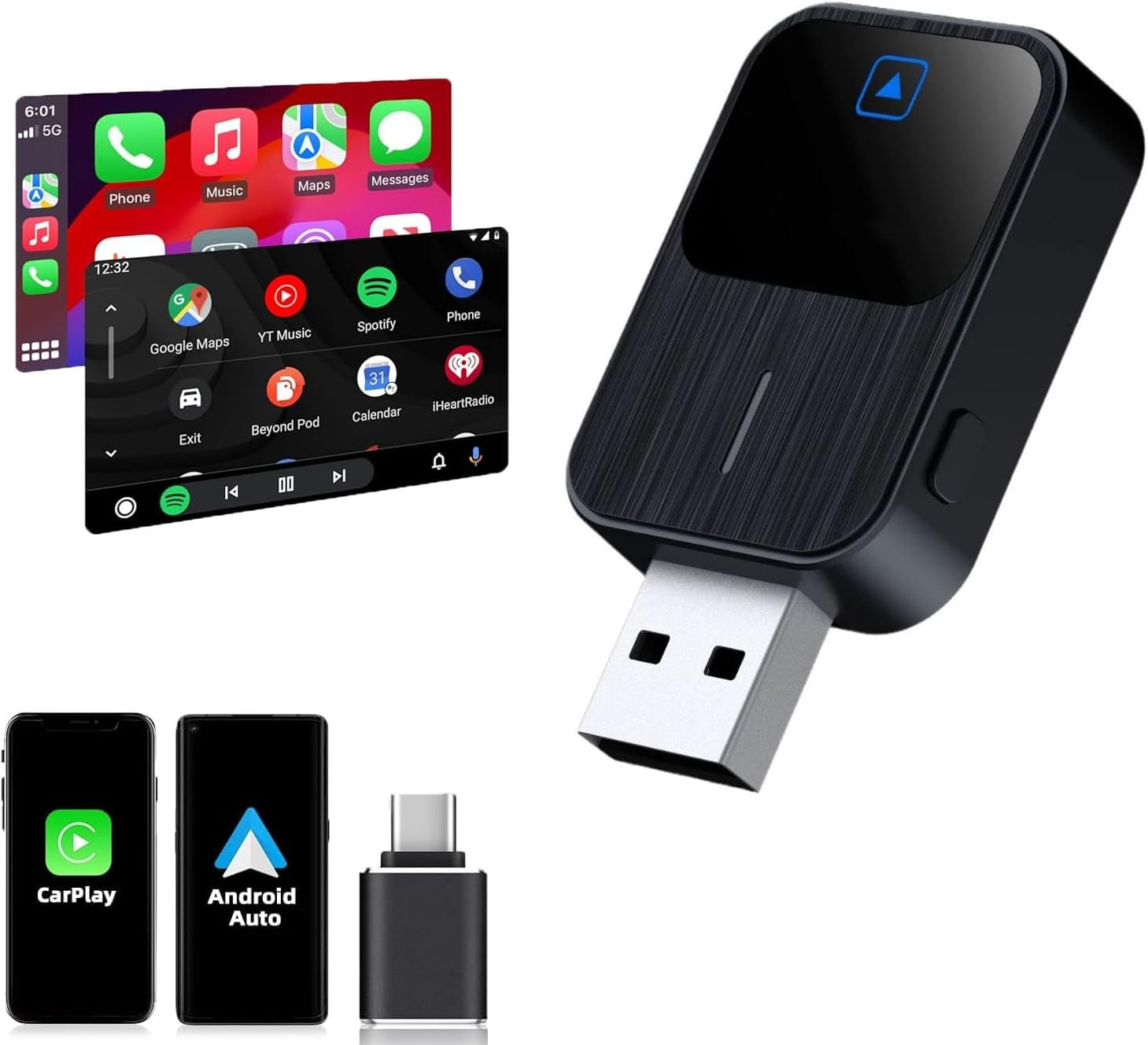 Wireless Carplay Adapter, 2-In-1 Wireless Carplay & Android Auto Adapter, Plug & Play Converts Wired to Fast, No Delay, with Reset Button for Iphone Ios 12+And Cars from 2016 (Black) image number 3