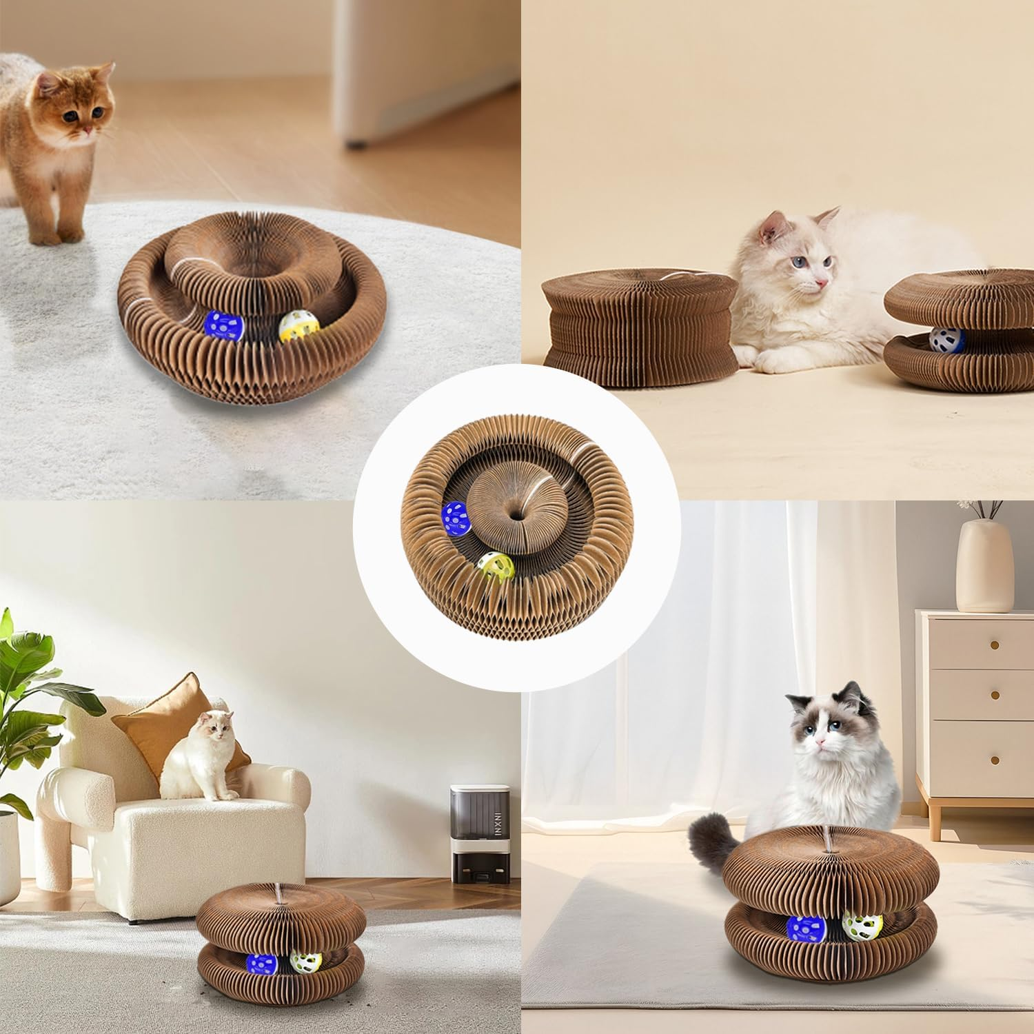 LMXMGRG Cat Toys Interactive Magic Organ Cat Scratcher Reversible Cat Toys for Indoor Cats with Two Balls Cat Scratching Board for Grinding Claw Furniture Protector