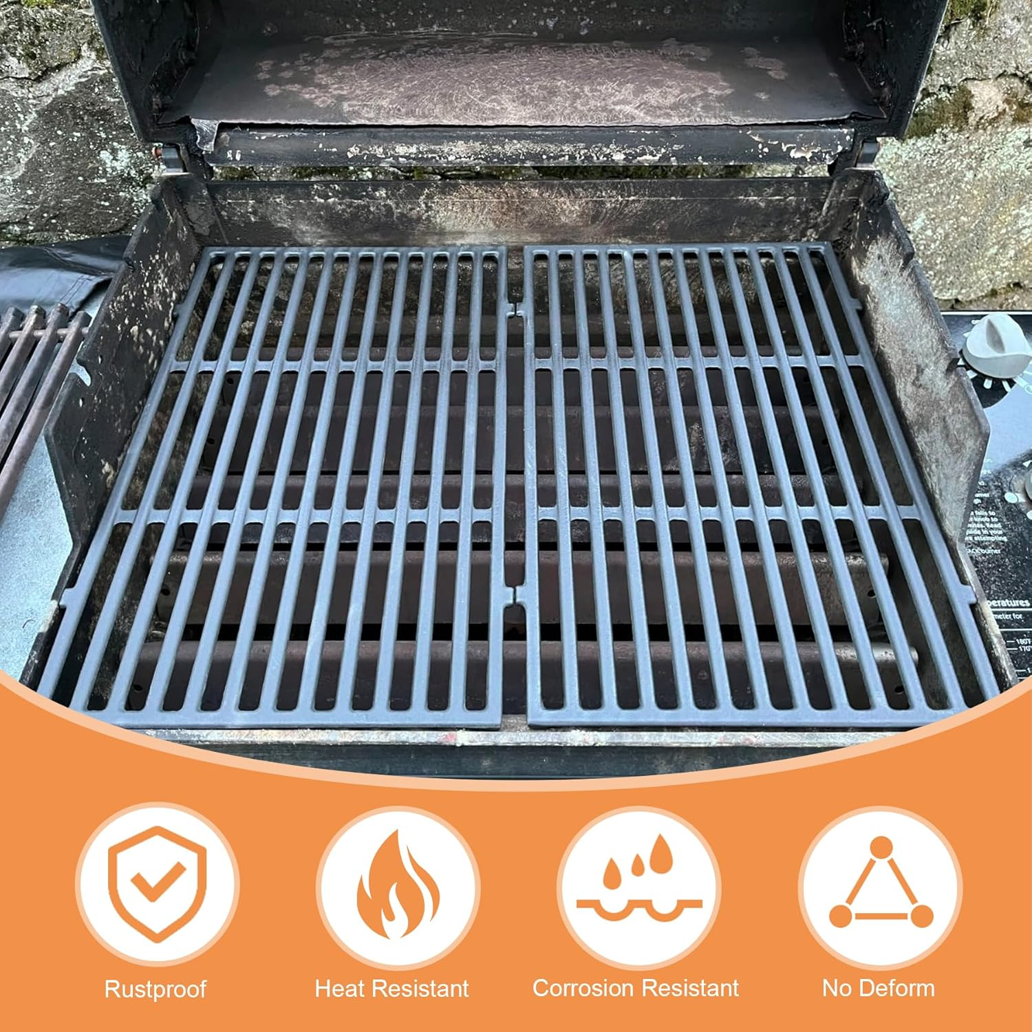 7638 Grill Grates for Weber Spirit 300/Spirit II 300 Series, Cast Iron Grates Replacement for Weber Spirit E/S-310 E/S-320 E/S-330, Spirit 700, Genesis Silver/Gold B & C, Genesis 1000-3500, 7639 image number 1