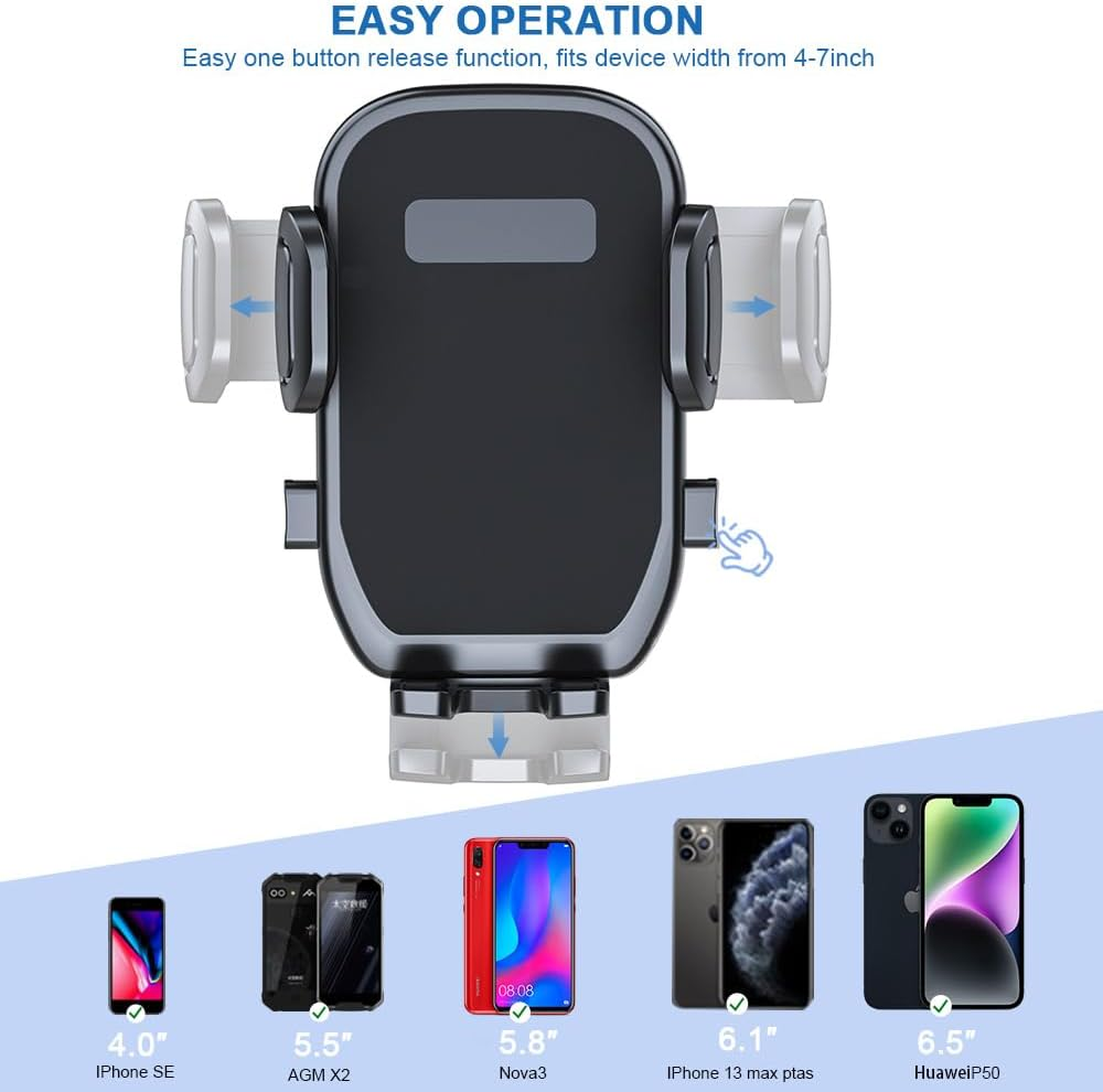 Phone Car Mount with 360 Rotation, Car Phone Holder, Air Vent, Universal Fit, Easy Installation, Compatible with Iphone/Samsung/Nokia, Black image number 6