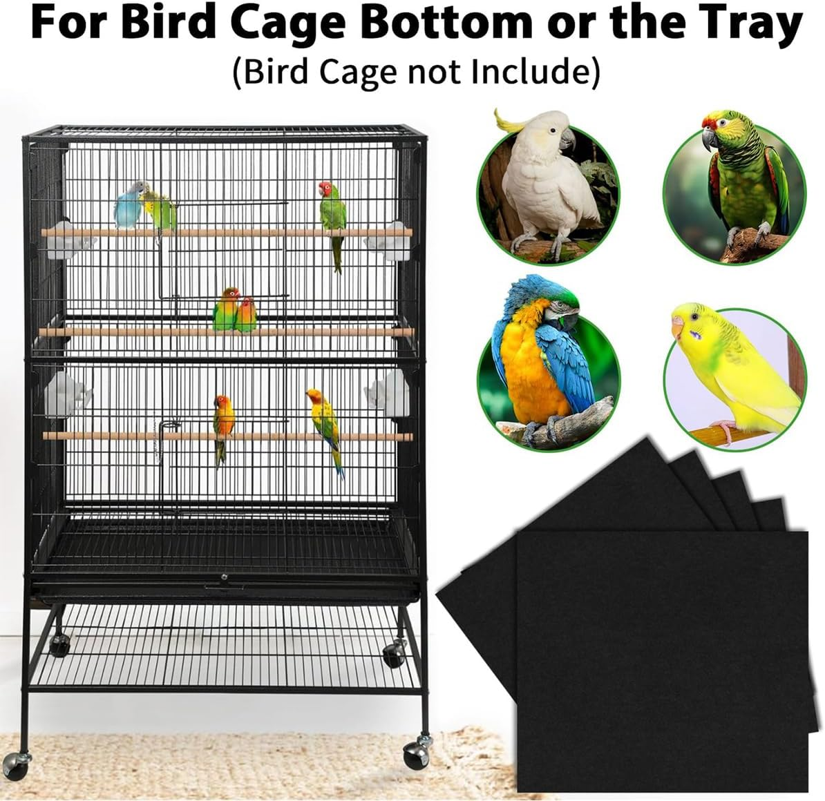 AIMALL 30PCS Disposable Bird Cage Liners, 18X20 Inch Large Size, Cuttable Absorbent Parrot Cage Liners, Eco-Friendly Paper for Birdcage Trays, Excellent Liquid Absorption, Suitable for Various Bird Sp image number 1