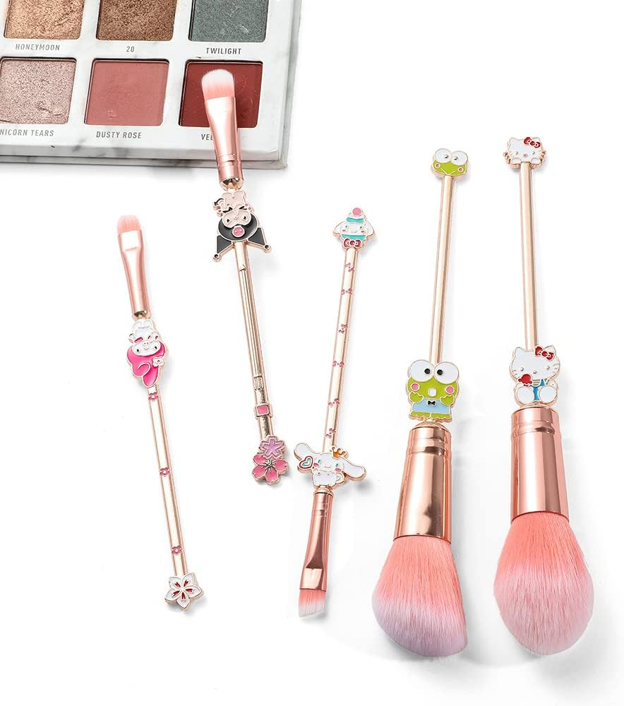 Rongji Jewelry Marie Cartoon Cat Makeup Brushes - 5Pcs Cute Animal Designed Soft Pink Makeup Brushes Set, Professional Cosmetic Tool Kit Pink Drawstring Bag Included for Girls and Women (5PCS Kuu) image number 6