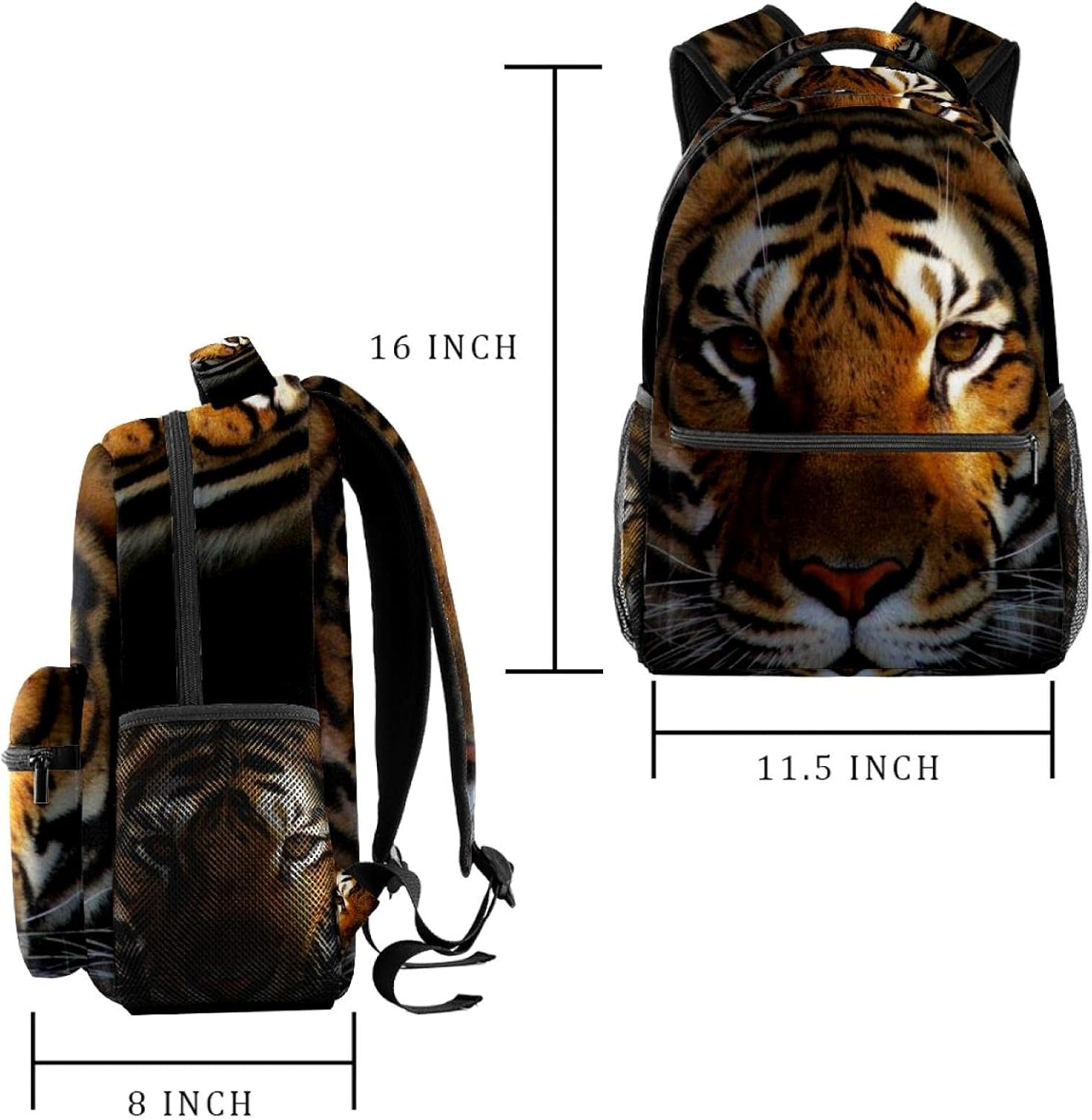 Animals Tiger Backpack Students Shoulder Bags Travel Bag College School Tote Backpacks image number 4
