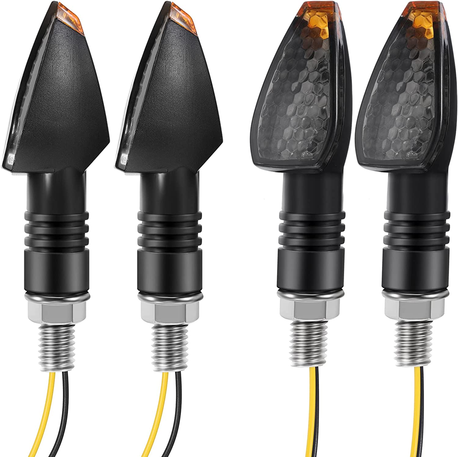 4 Pieces Motorcycle Turn Signal Lights Indicators Flowing 14 LED 12V Motorbike LED Blinker Amber Lamp Mini Stalk Arrow Front Rear Lights image number 6