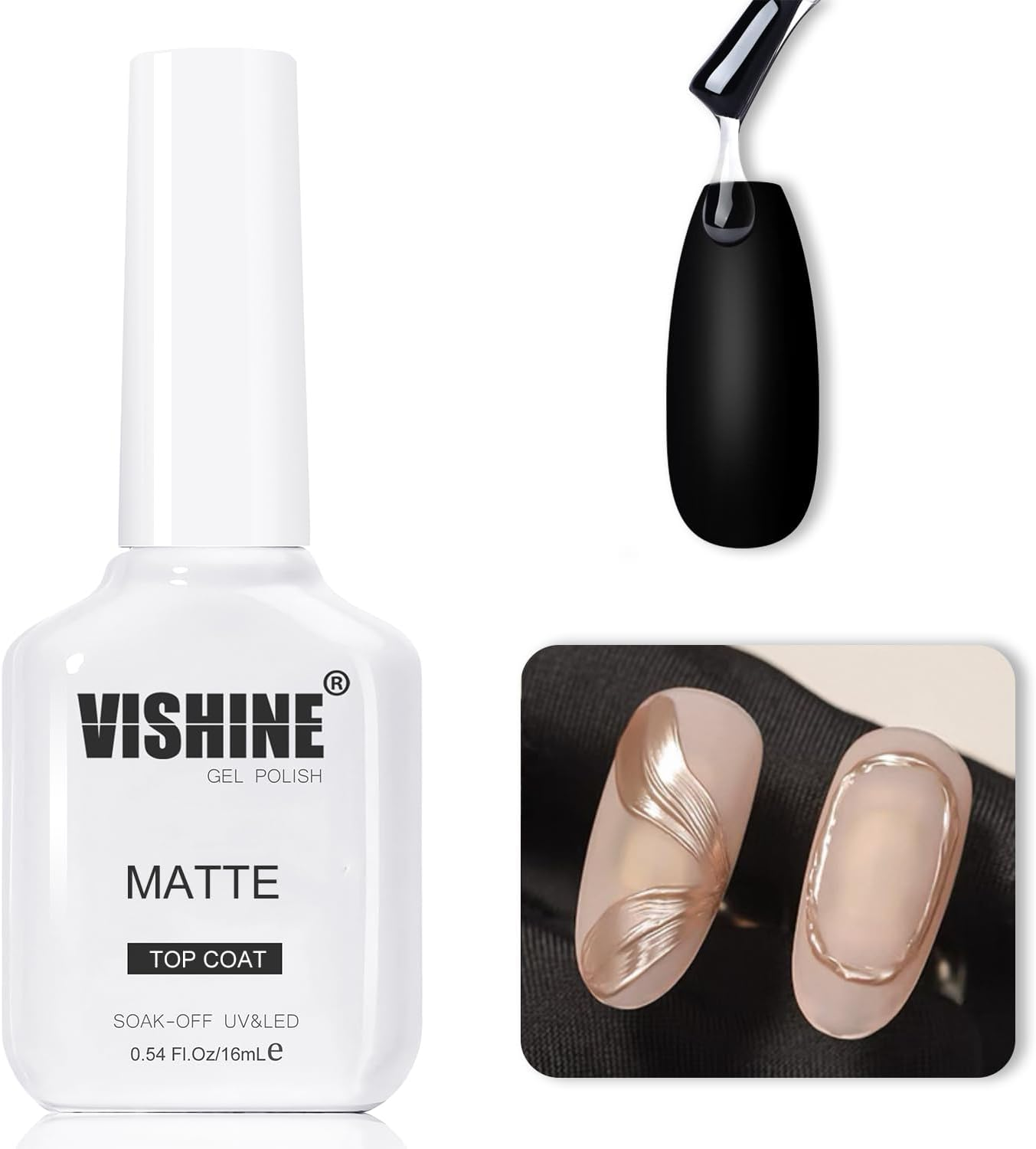 Vishine 2 Pcs 16Ml Matte Top Coat Gel for Gel Nail Polish, Powder-Resist Matte Finish for Detail Chrome Powder Painting Long-Lasting DIY Home Nail Salon image number 3