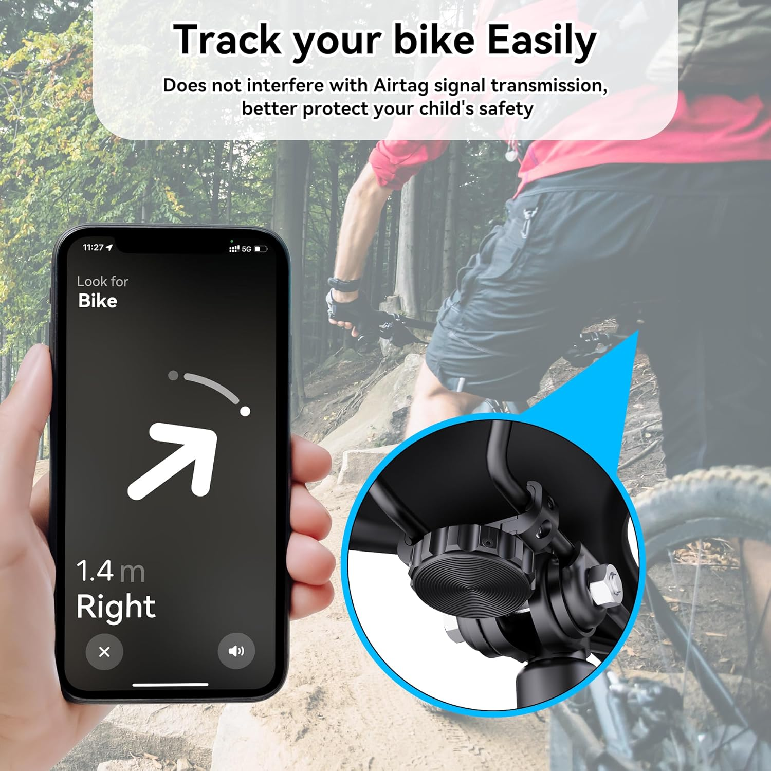 DLENP Bike Mount for Airtag, Airtag Bike Holder Hidden on Saddle Anti-Theft GPS Tracker Accessory Compatible with Mountain Bikes, Road Bikes image number 1