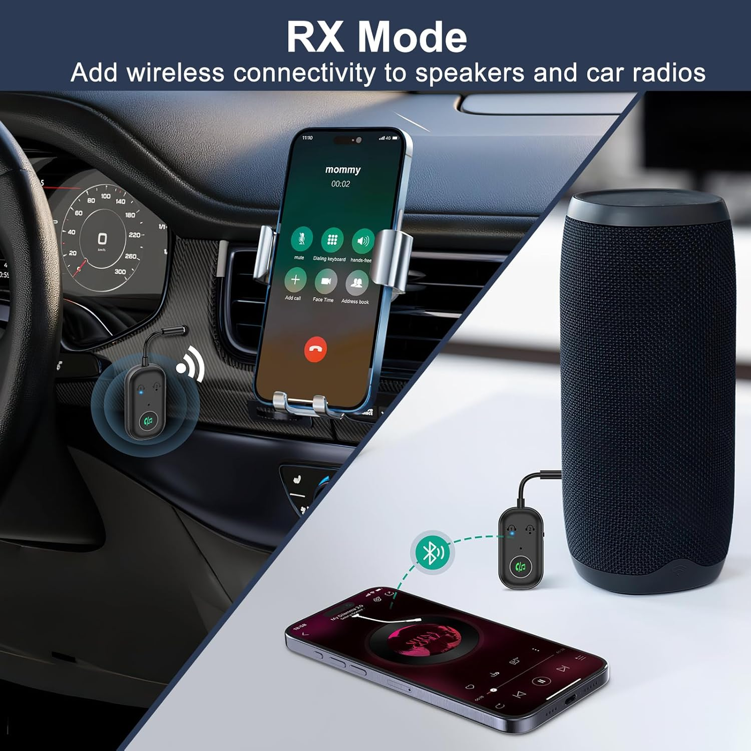 AMIR Bluetooth 5.3 Transmitter Receiver, 2-In-1 Airplane Bluetooth Adapter with Dual Connection, 13Hr Playtime, Plug and Play, Portable Bluetooth Headphone Adapter for TV, Hifi, Airplane, Speaker image number 3