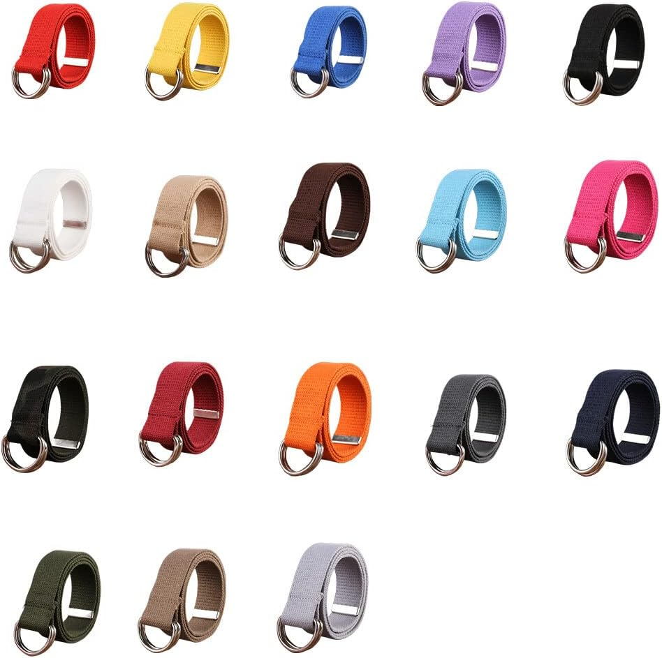 Canvas Metal Waist Belt Men Women Unfading Dual Ring Trimmable Adjustable Stylish Breathable Jeans Belts Waistband image number 2